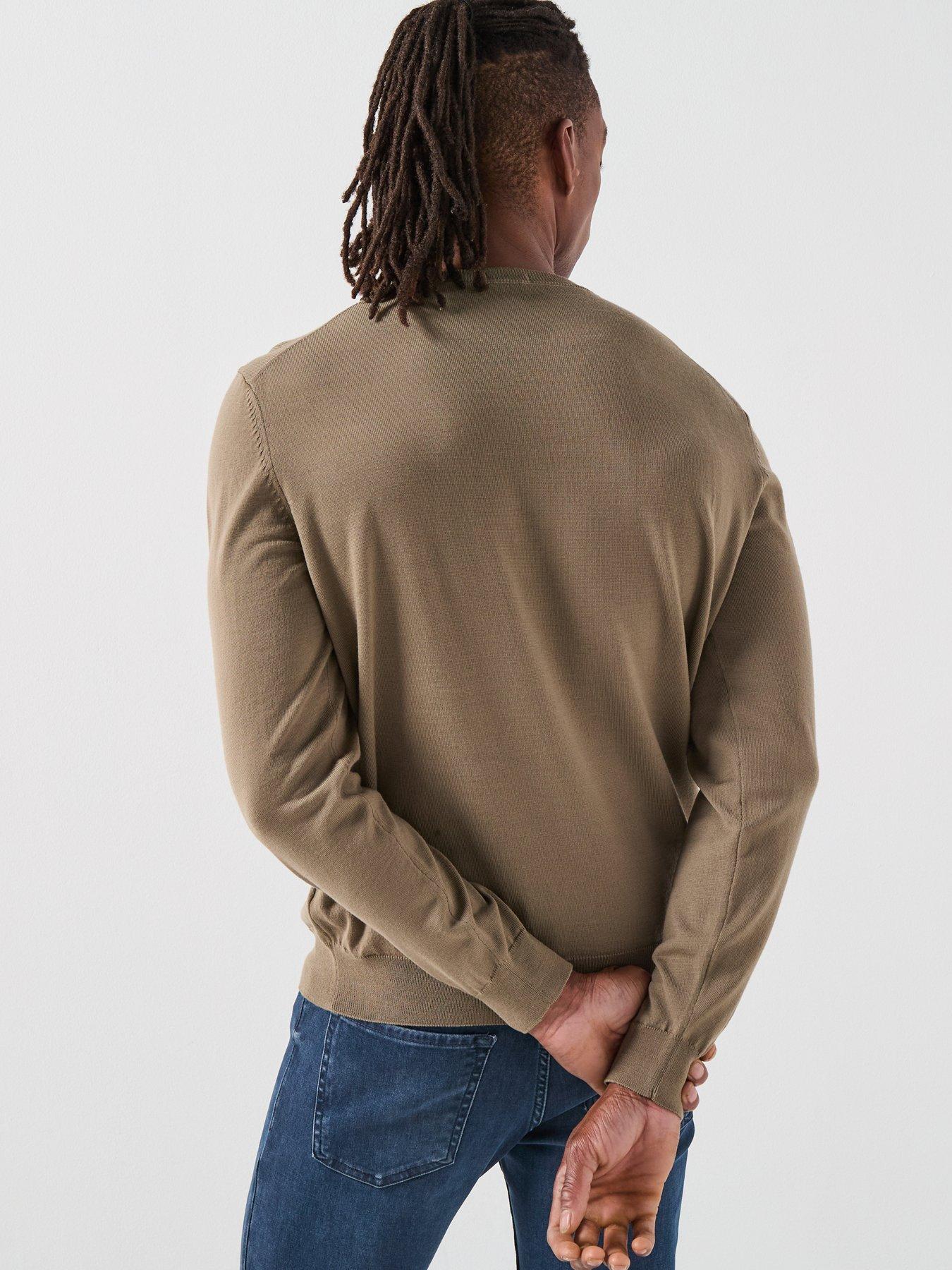 Image 2 of 6 of BOSS Botto-L Regular Fit Crew Wool Knitted Jumper - Brown