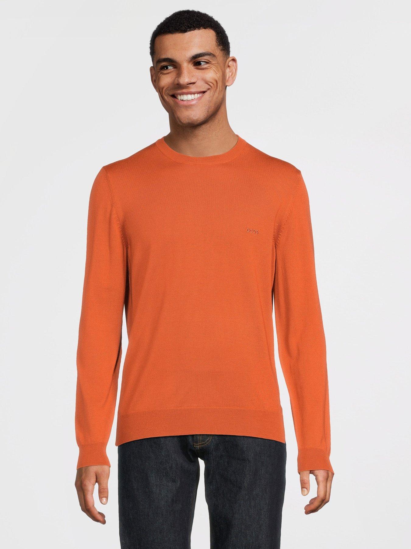 BOSS Botto-L Regular Fit Crew Wool Knitted Jumper - Dark Orange