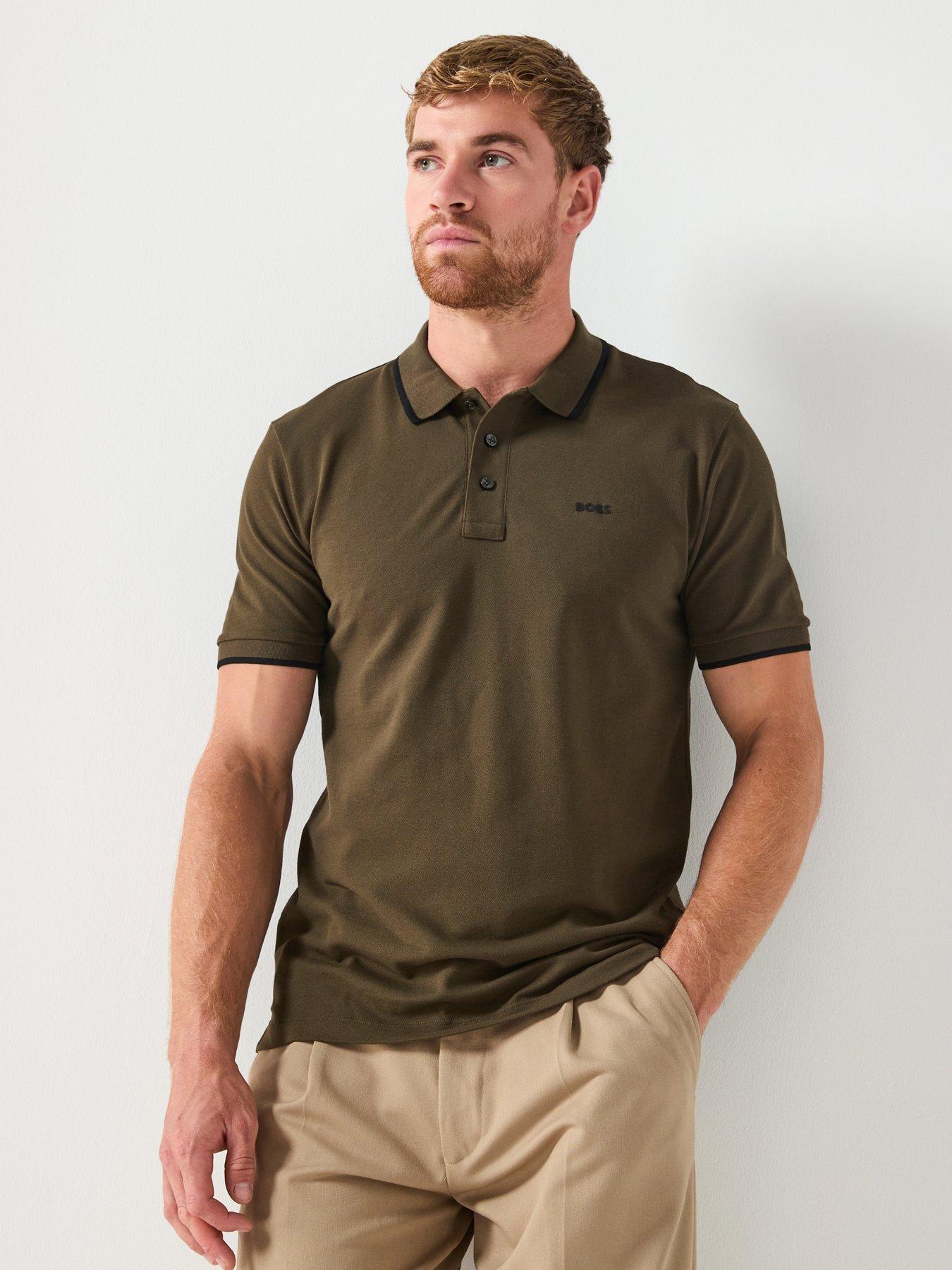 undefined Parlay 190 Regular Fit Pipe Trim Pique Polo Shirt - Khaki