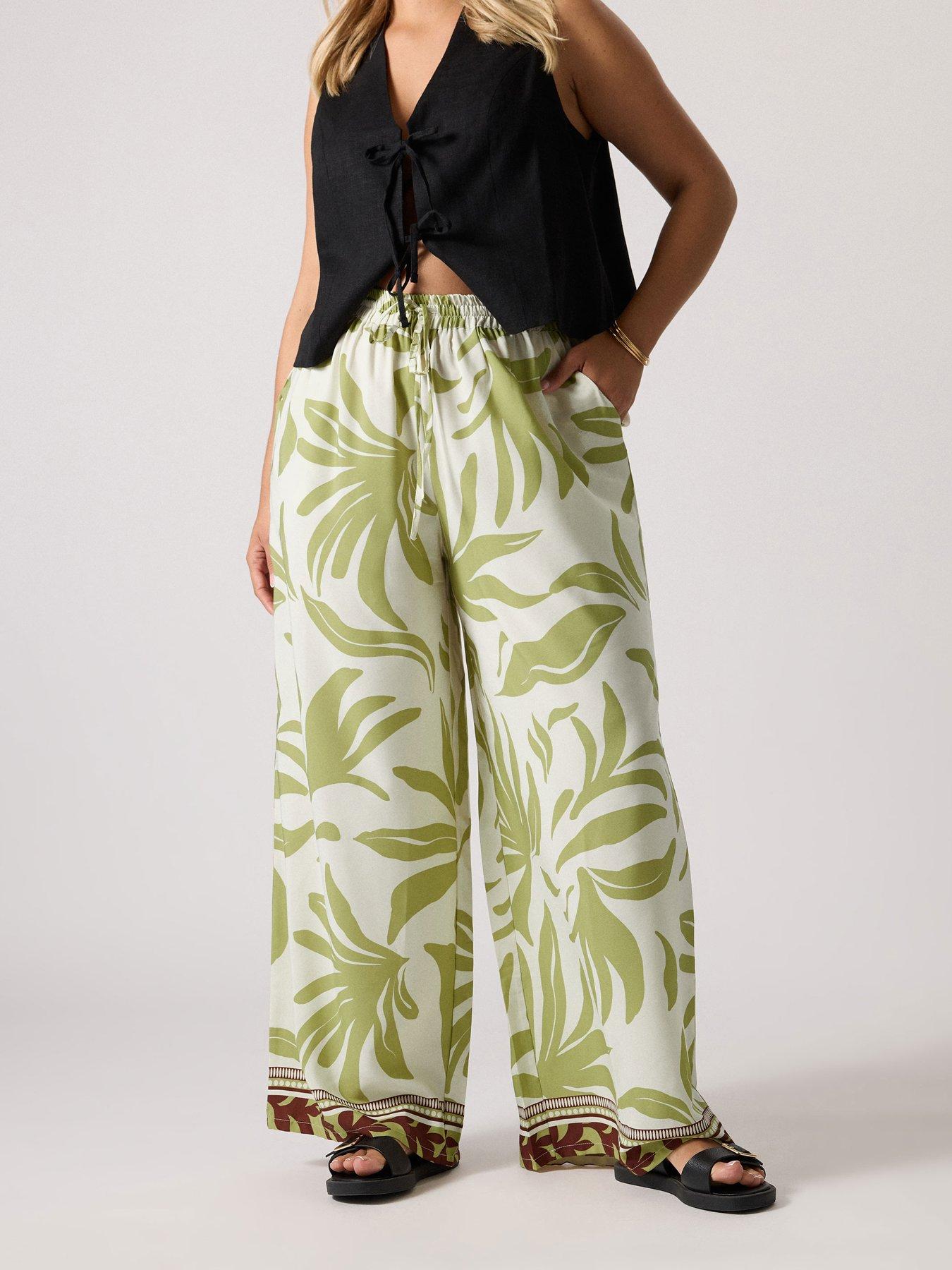 undefined Curve Woven Wide Leg Trouser
