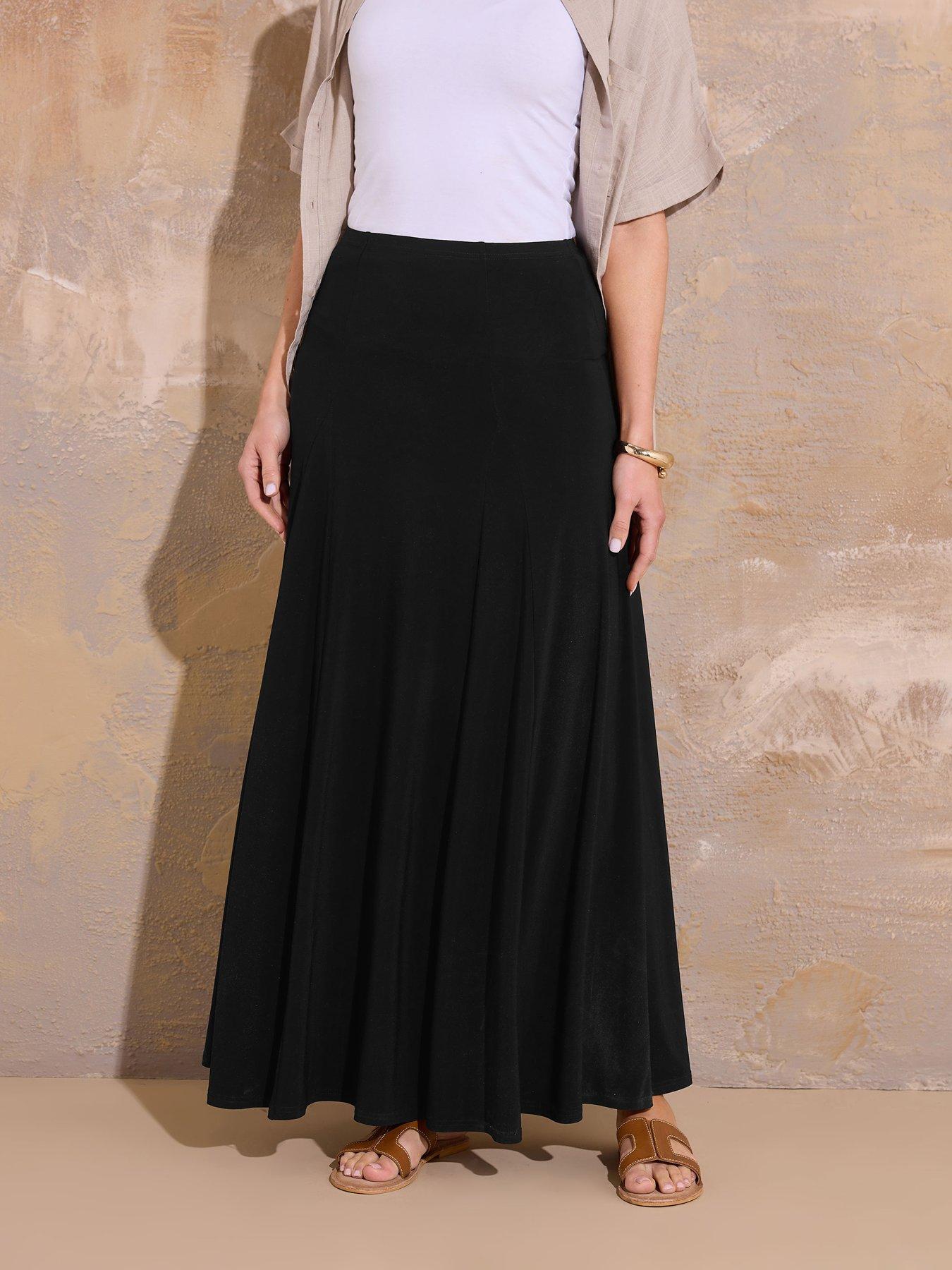 undefined Godet Maxi Skirt - Black