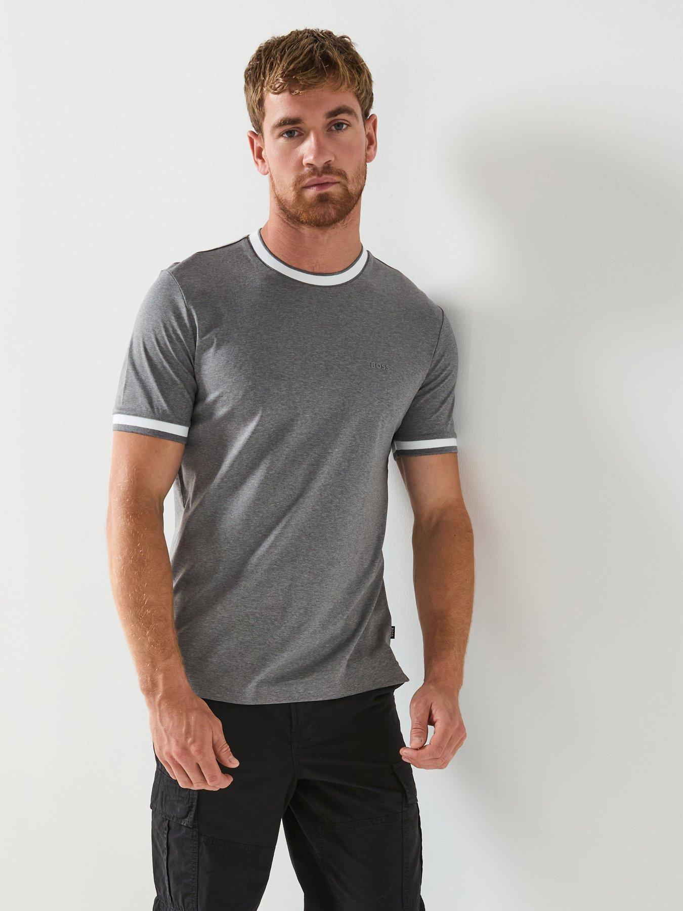 BOSS Contrast Trim Mercerised T-Shirt - Grey