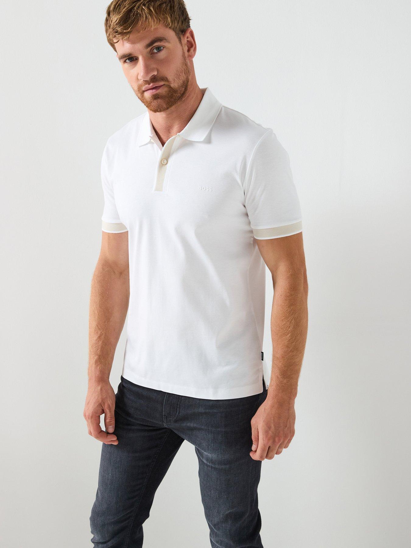 BOSS H-Phillipson 200 Slim Fit Contrast Collar Polo Shirt - White