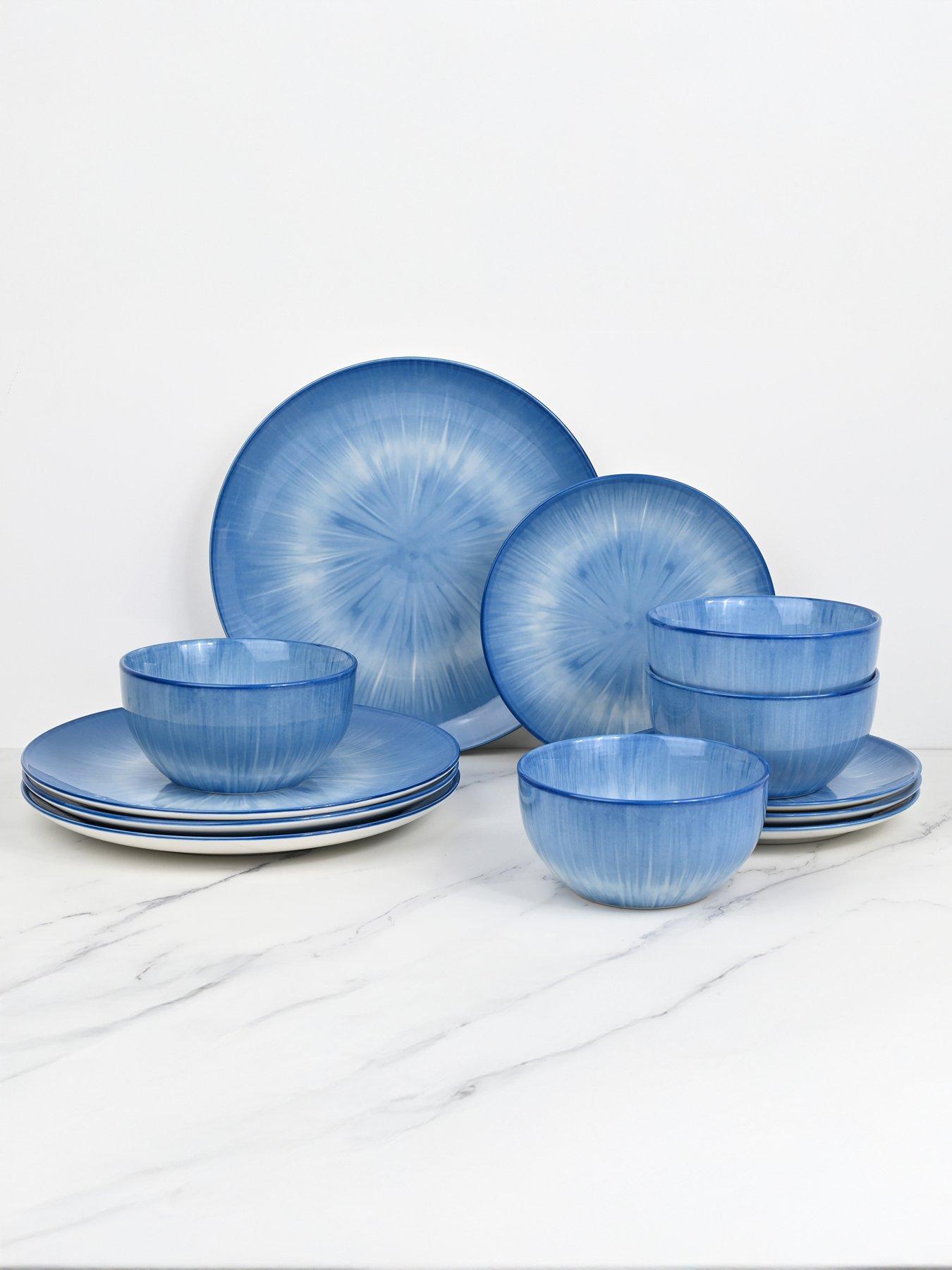 WATERSIDE 12PC Blue Star Reactive Glaze