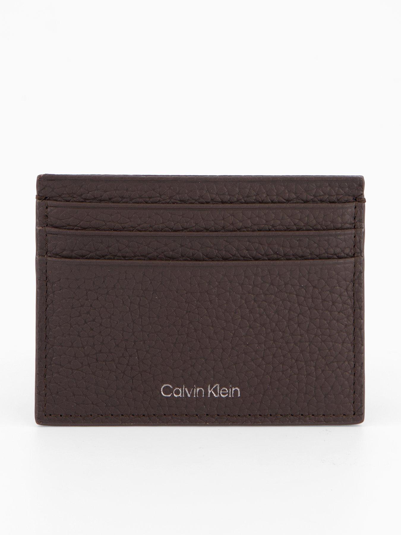 Calvin Klein Foil Embossed Card Holder - Brown