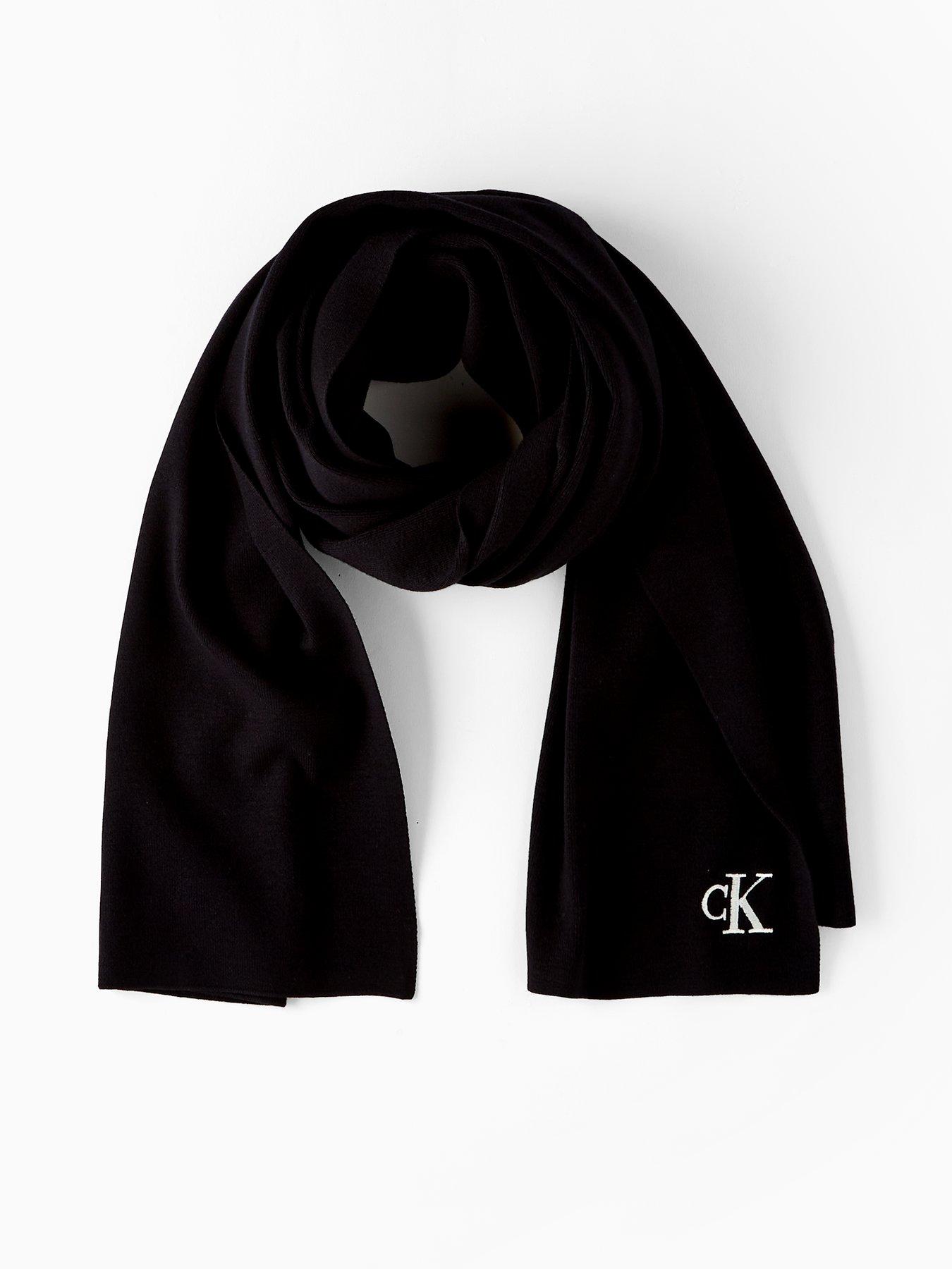 Calvin Klein Ck Signature Logo Fine Rib Scarf - Black