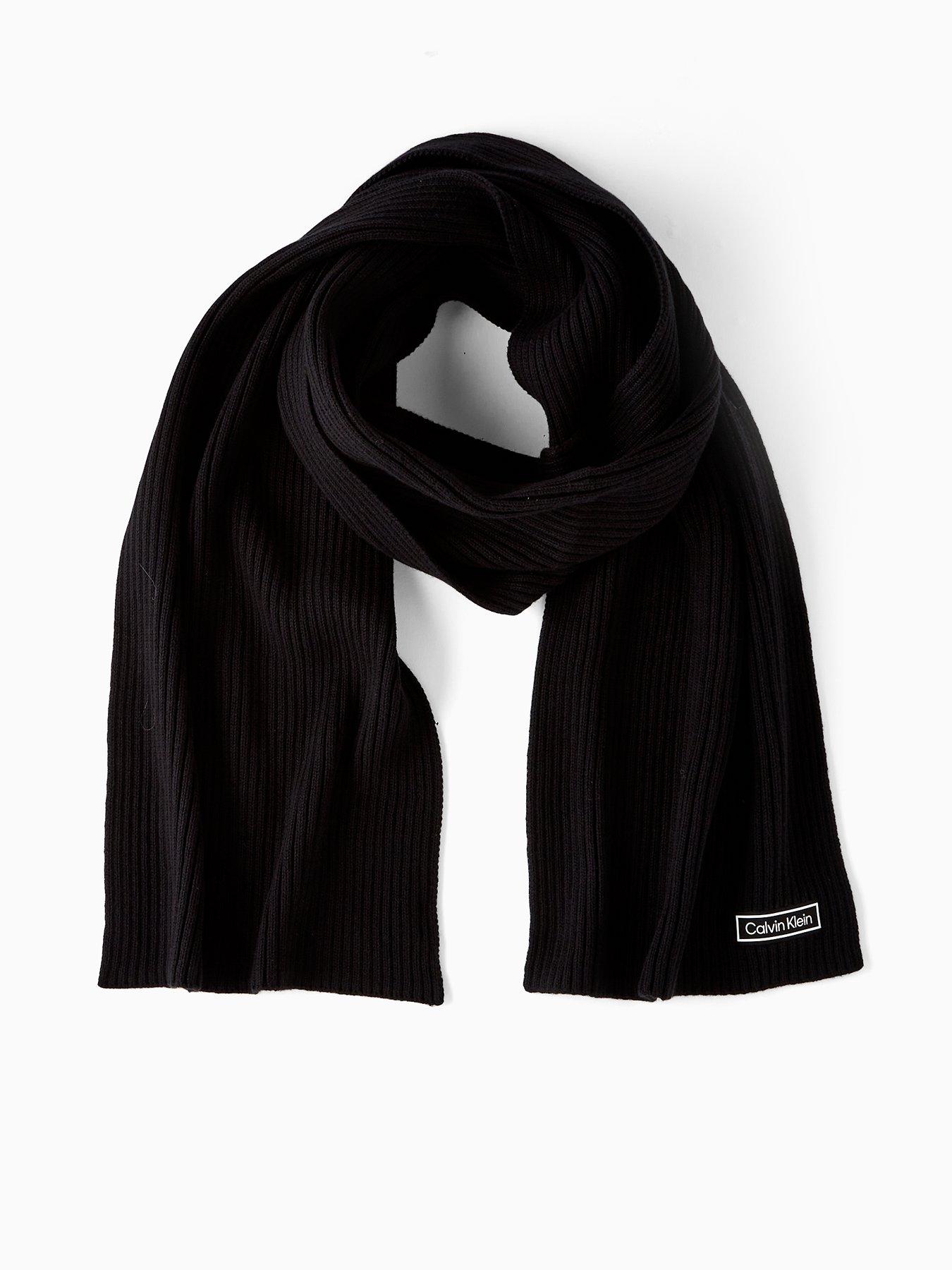 Calvin Klein Patch Chunky Rib Cotton Scarf - Black