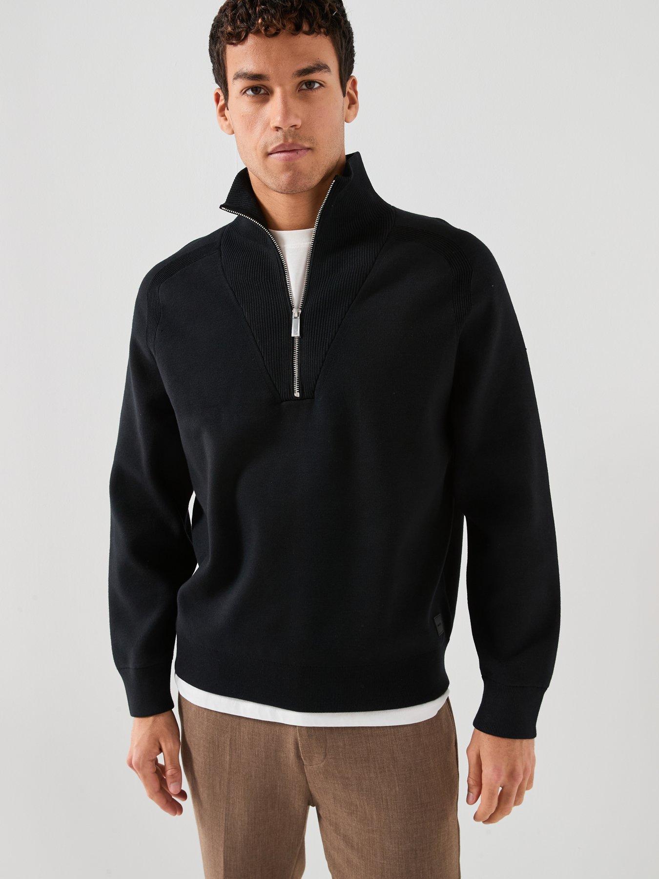 Calvin Klein Tech Knit 1/4 Zip Knitted Jumper - Black