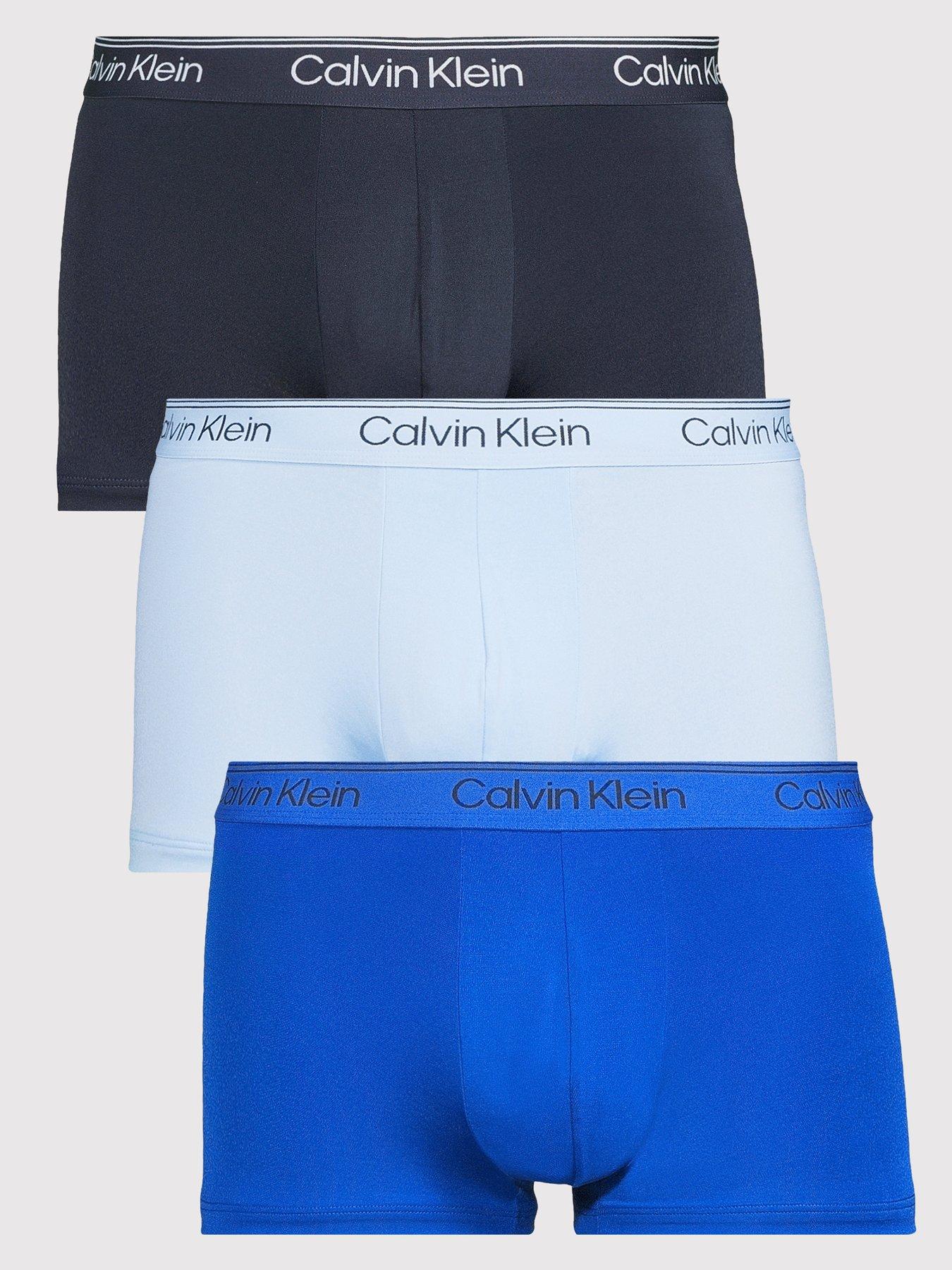 Image 1 of 3 of Calvin Klein Underwear 3 Pack Microfibre Low Rise Trunks - Blue