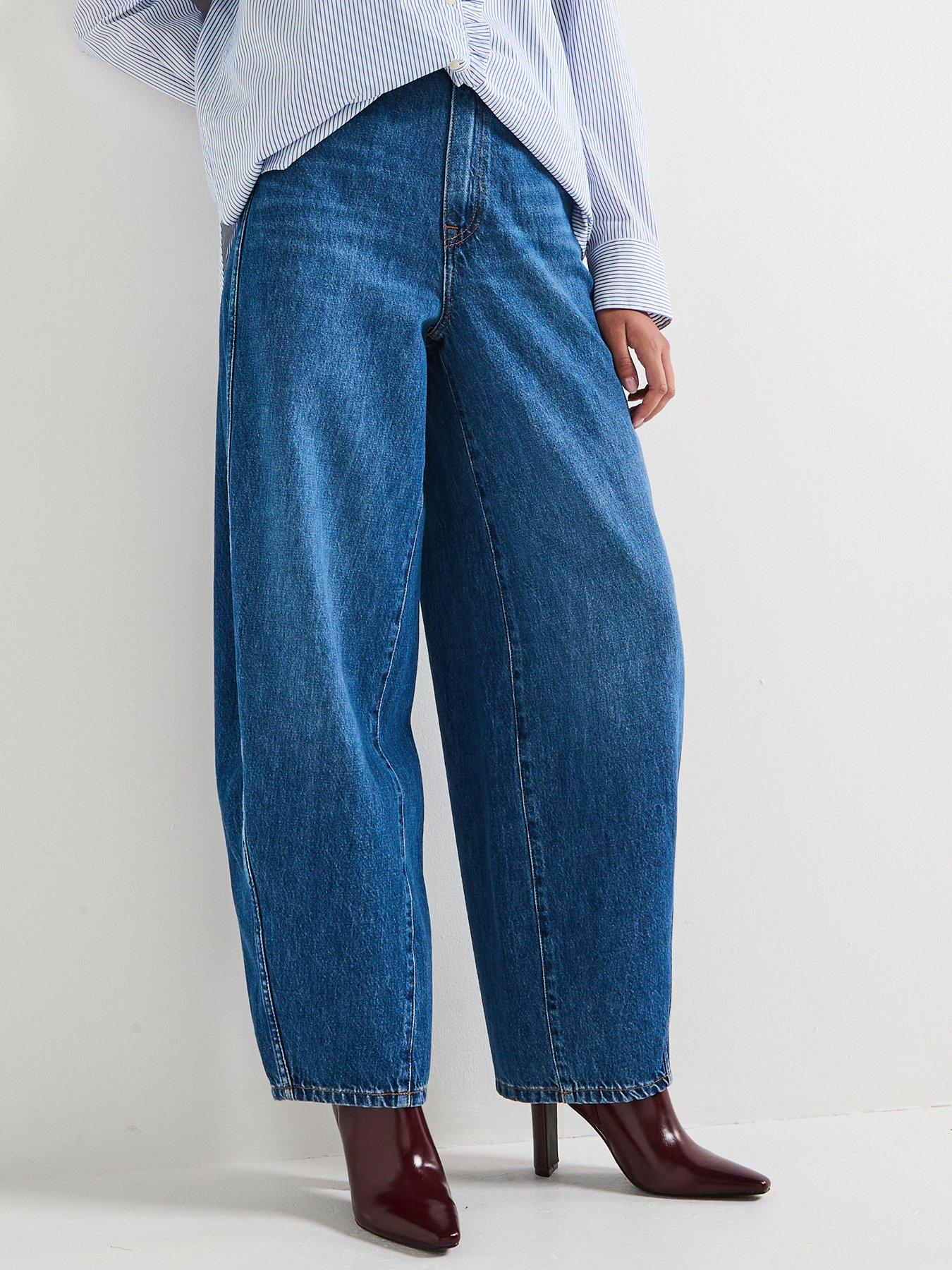 undefined Balloon High Waisted Jeans - Blue