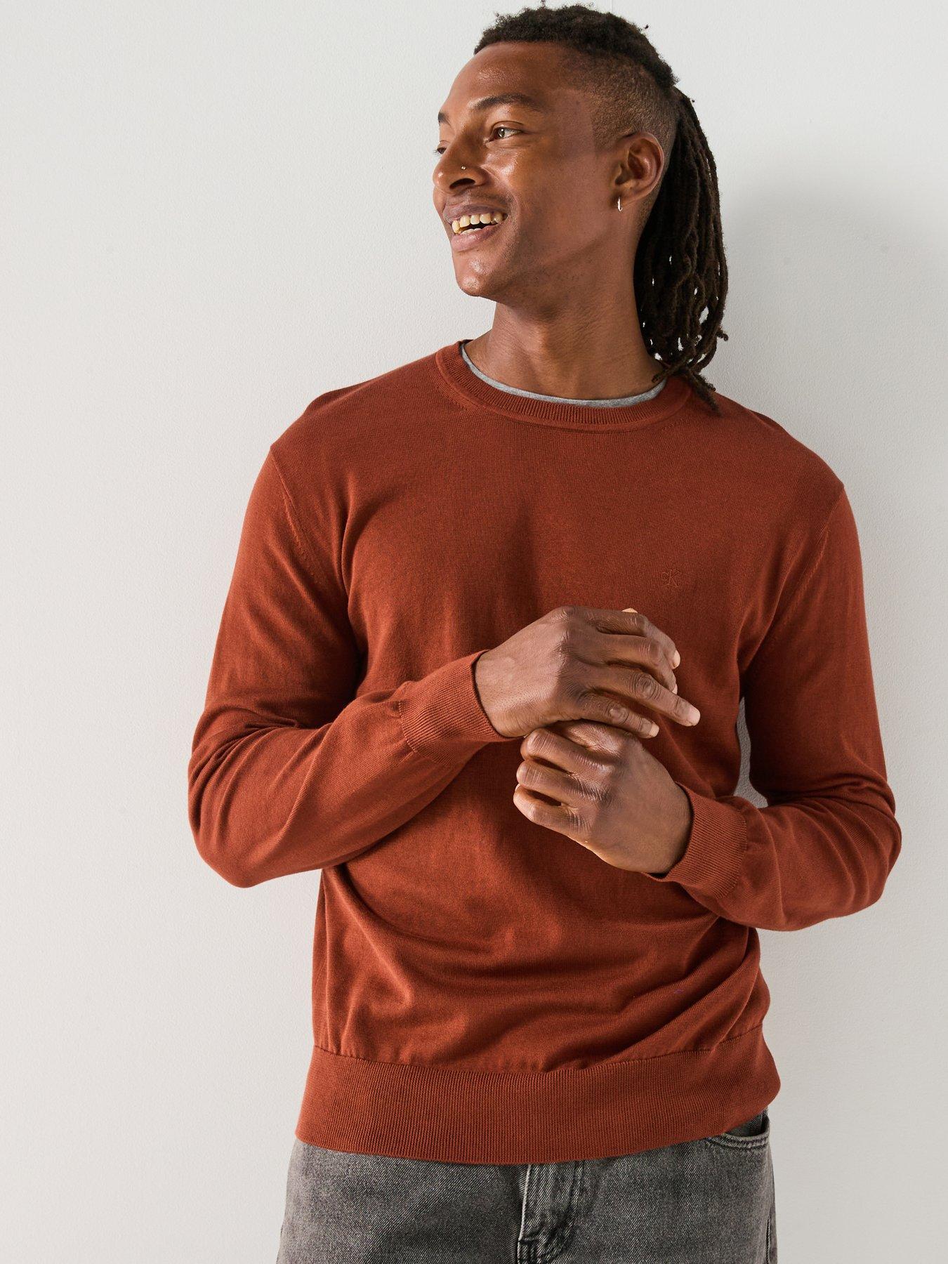 Calvin Klein Supima Cotton Crew Neck Knitted Jumper - Brown