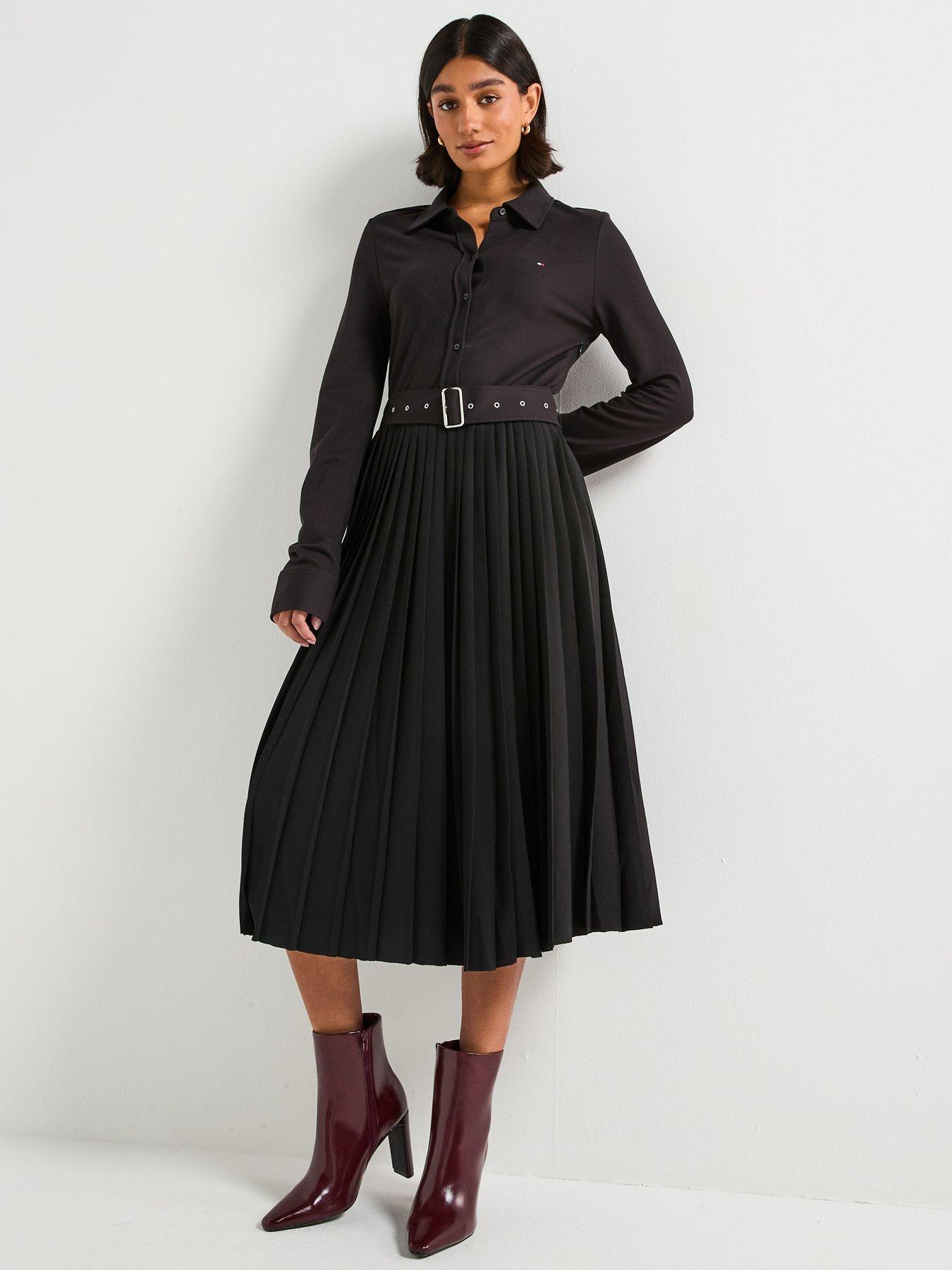 Tommy Hilfiger Polo Long Sleeve Midi Dress, Black, Size M, Women