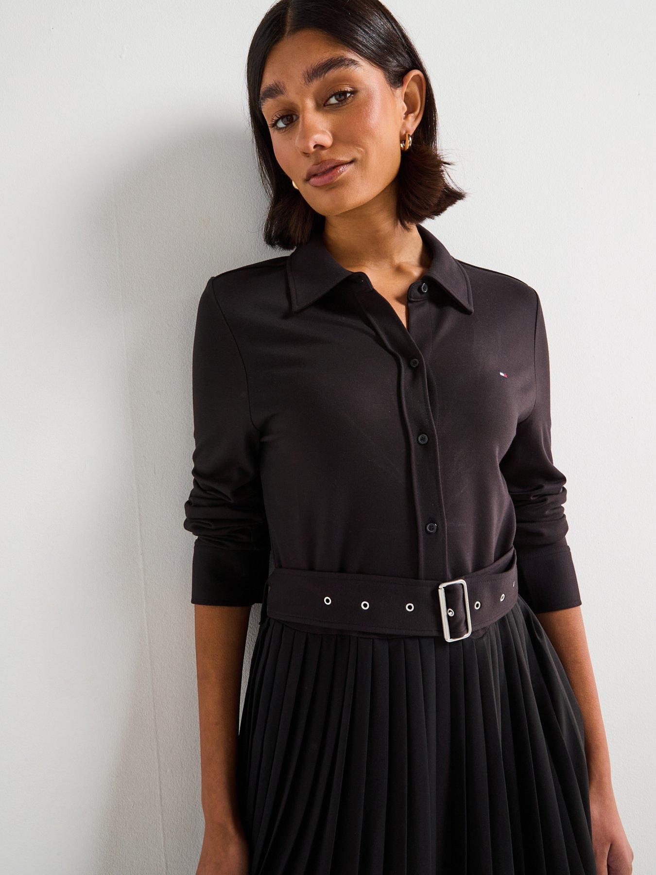 Tommy Hilfiger Polo Long Sleeve Midi Dress - Black | Very
