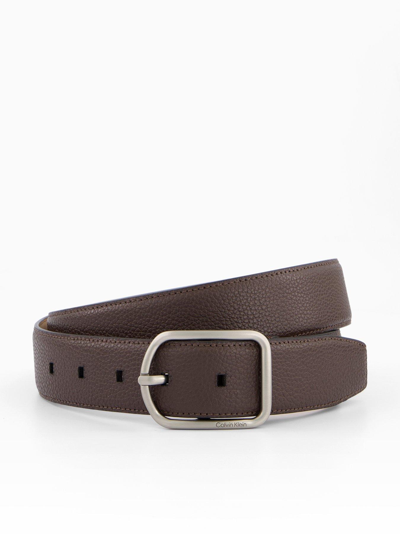Calvin Klein Round Buckle Leather Belt - Brown