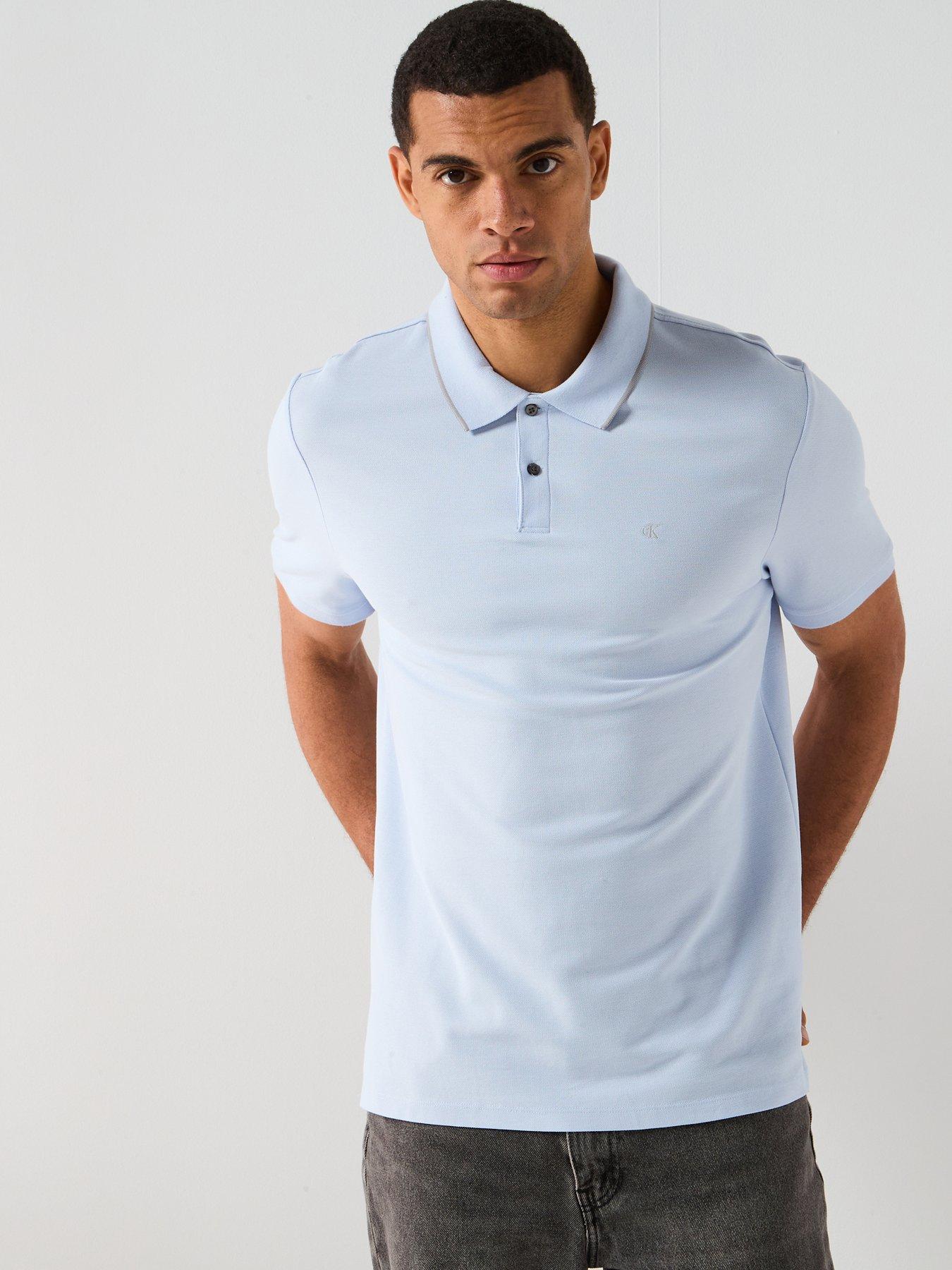 Calvin Klein Refined Classic Tipped Polo Shirt - Light Blue