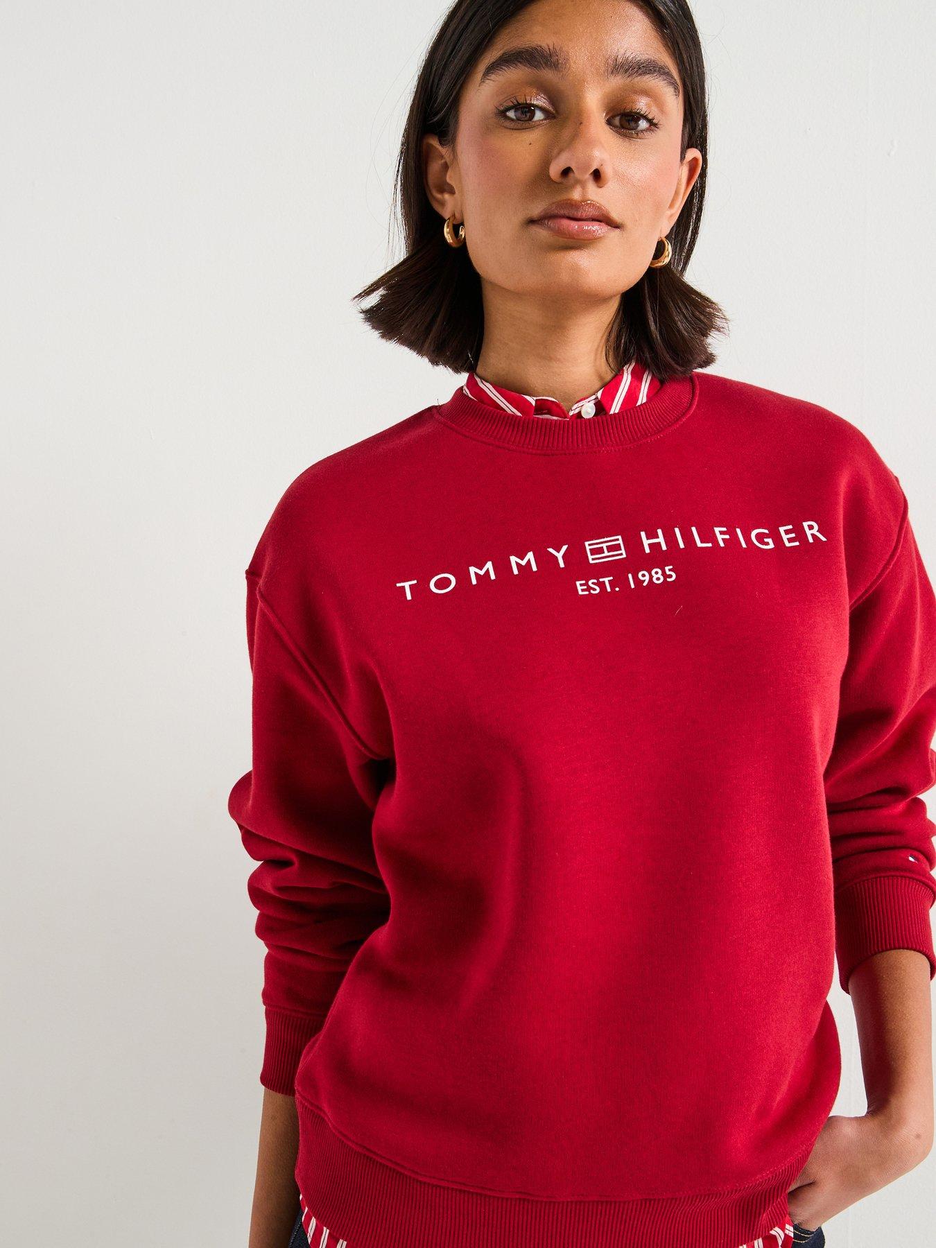 Tommy Hilfiger Logo Crew Neck Sweater Red Very