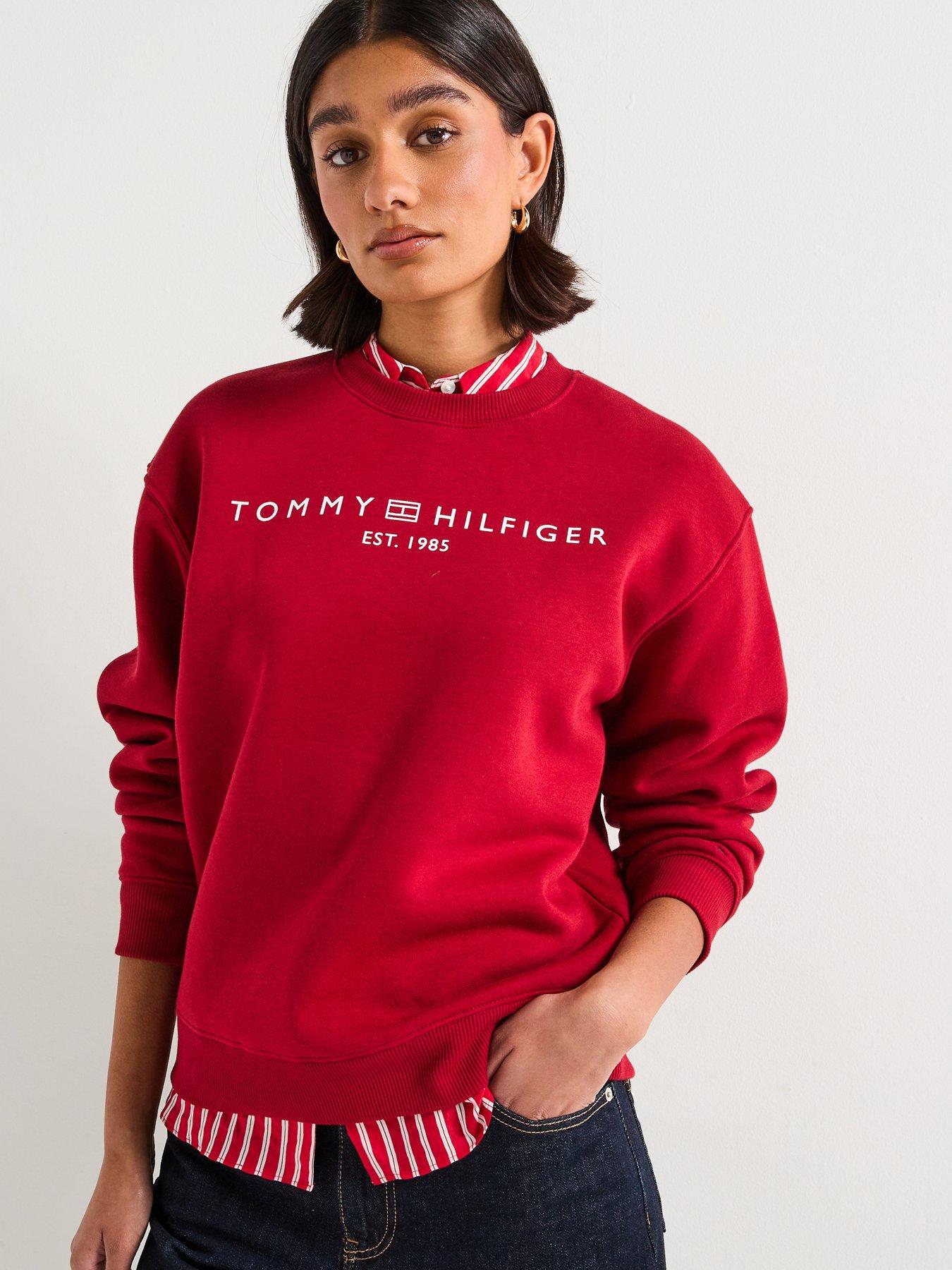 Tommy Hilfiger Logo Crew Neck Sweater Red Very