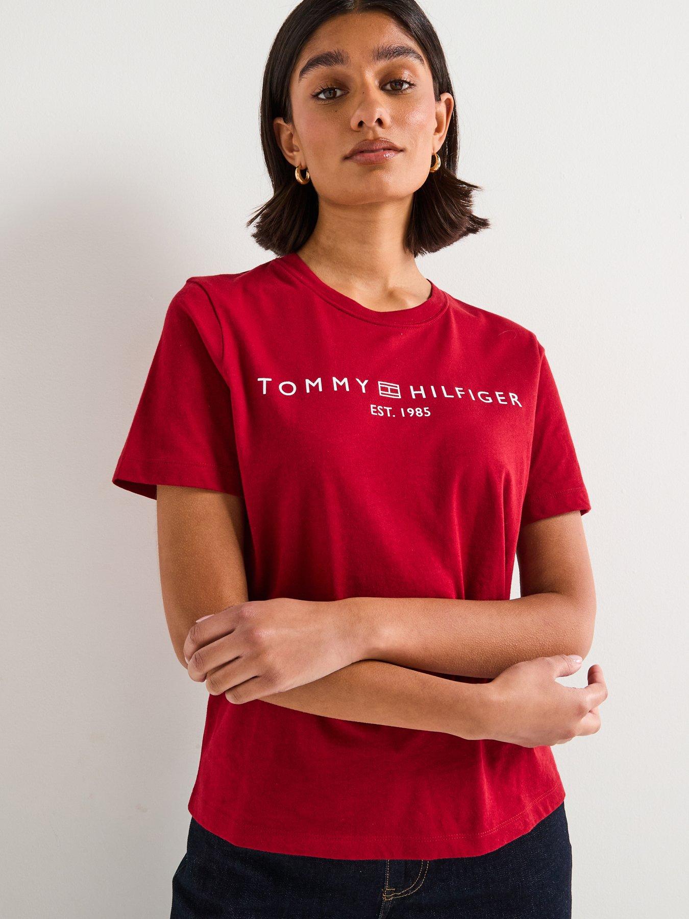 Tommy Hilfiger Logo Short Sleeve T-Shirt Red Very