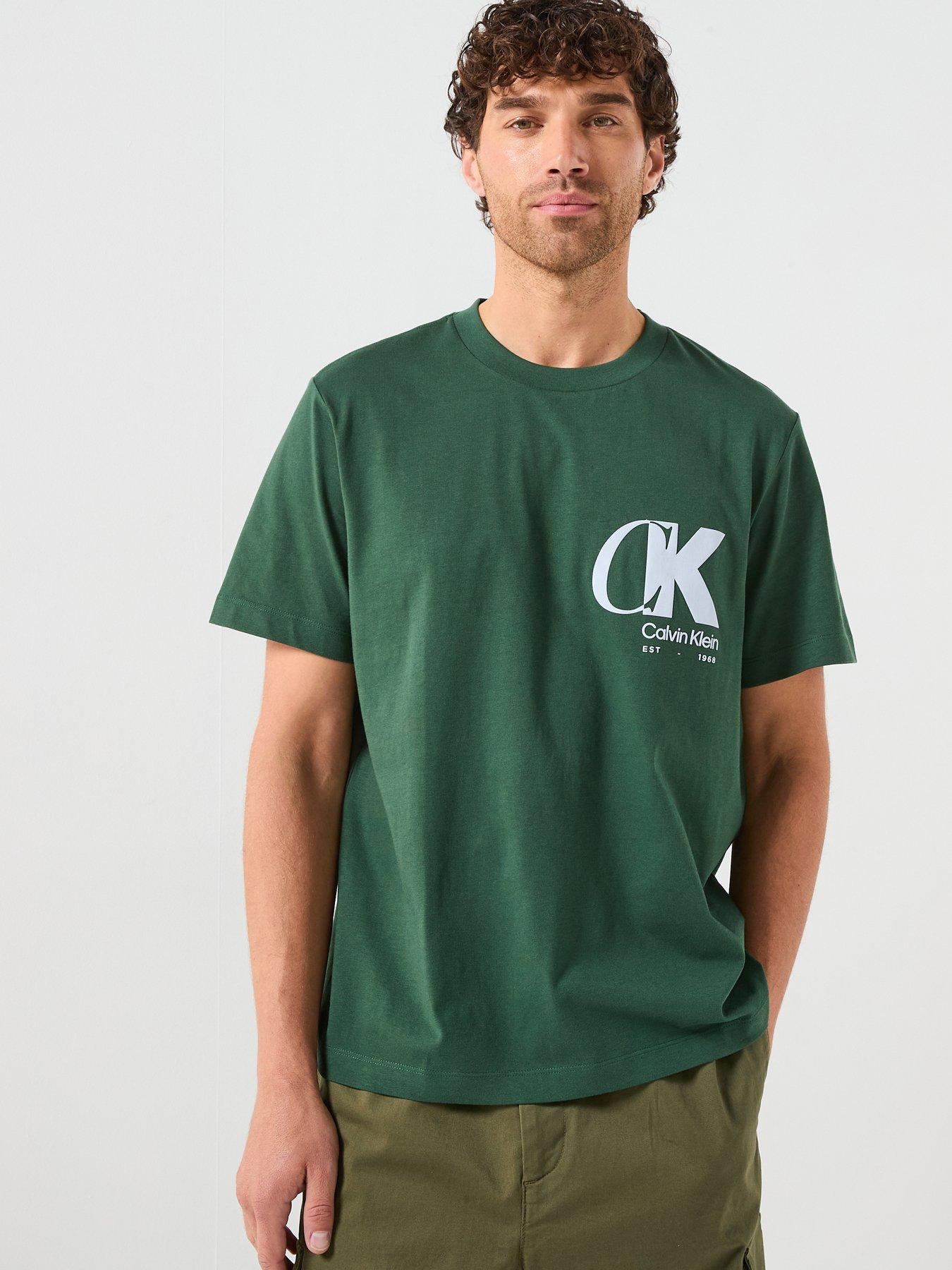 Calvin Klein Ck Overlap Logo Graphic T-Shirt - Dark Green