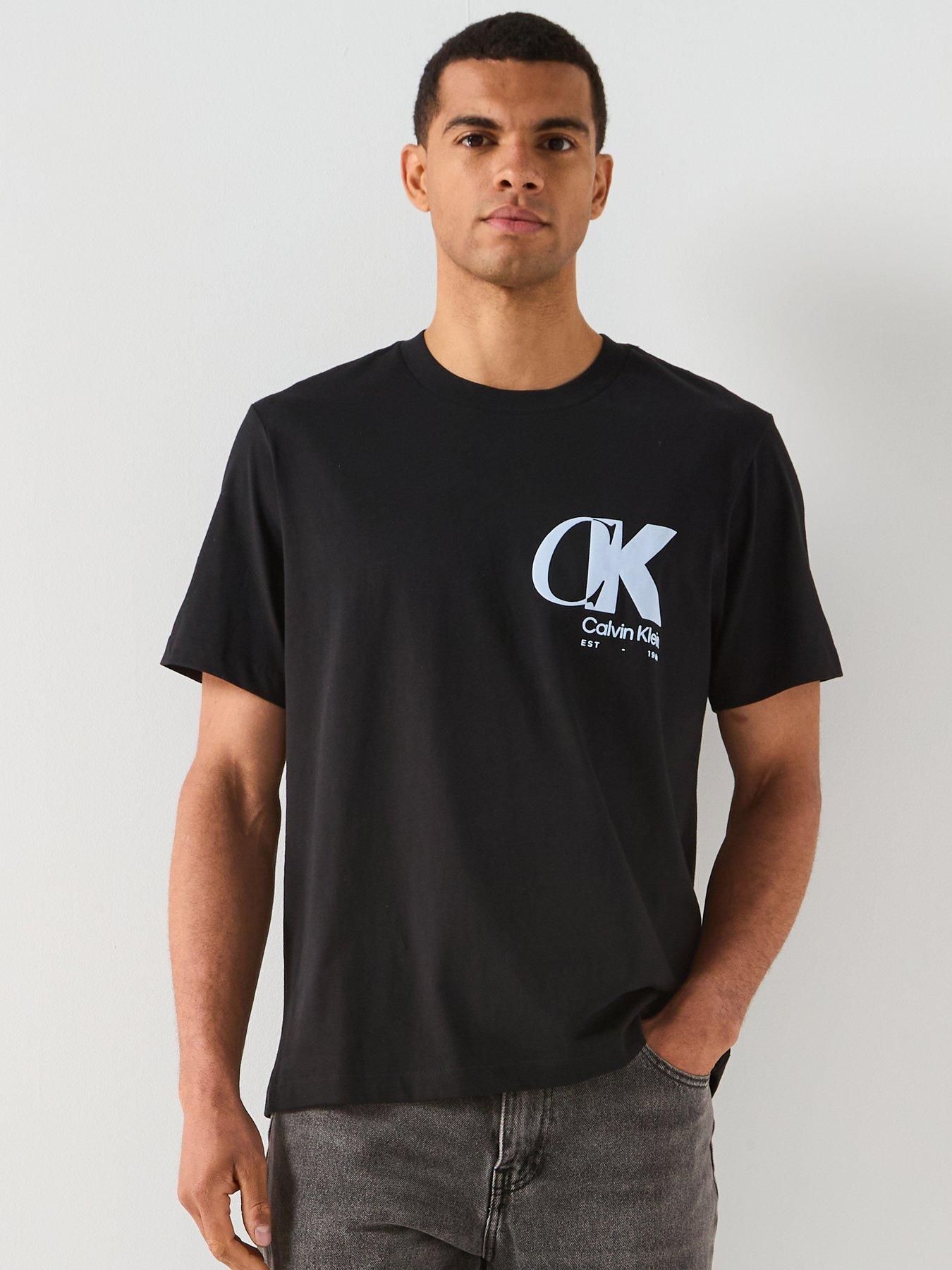 Calvin Klein Ck Overlap Logo Graphic T-Shirt - Black