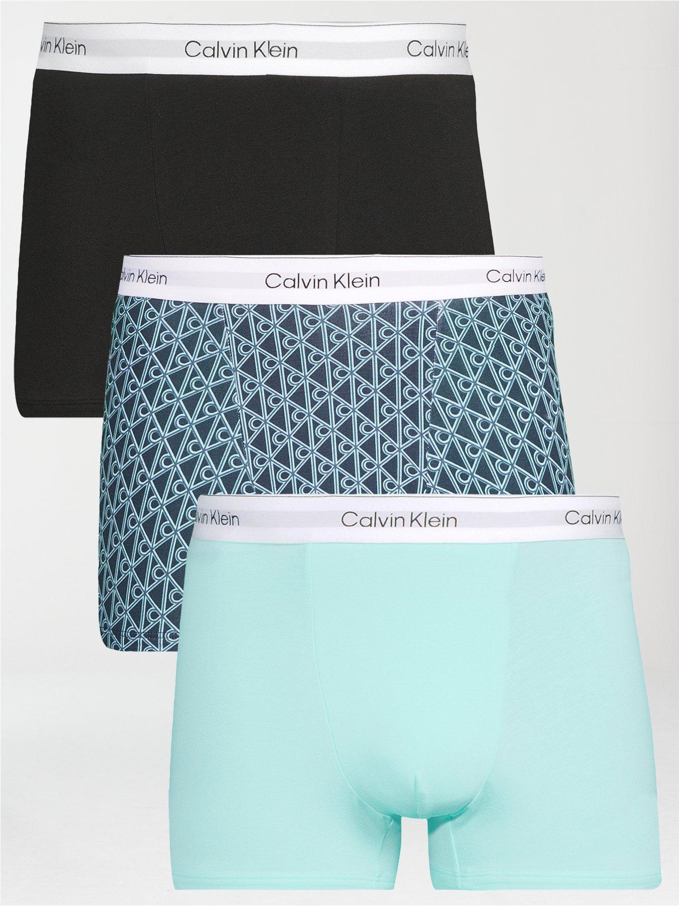 Image 1 of 3 of Calvin Klein Underwear 3 Pack Relaxed Dart Icon Cotton Stretch Trunks - Assorted