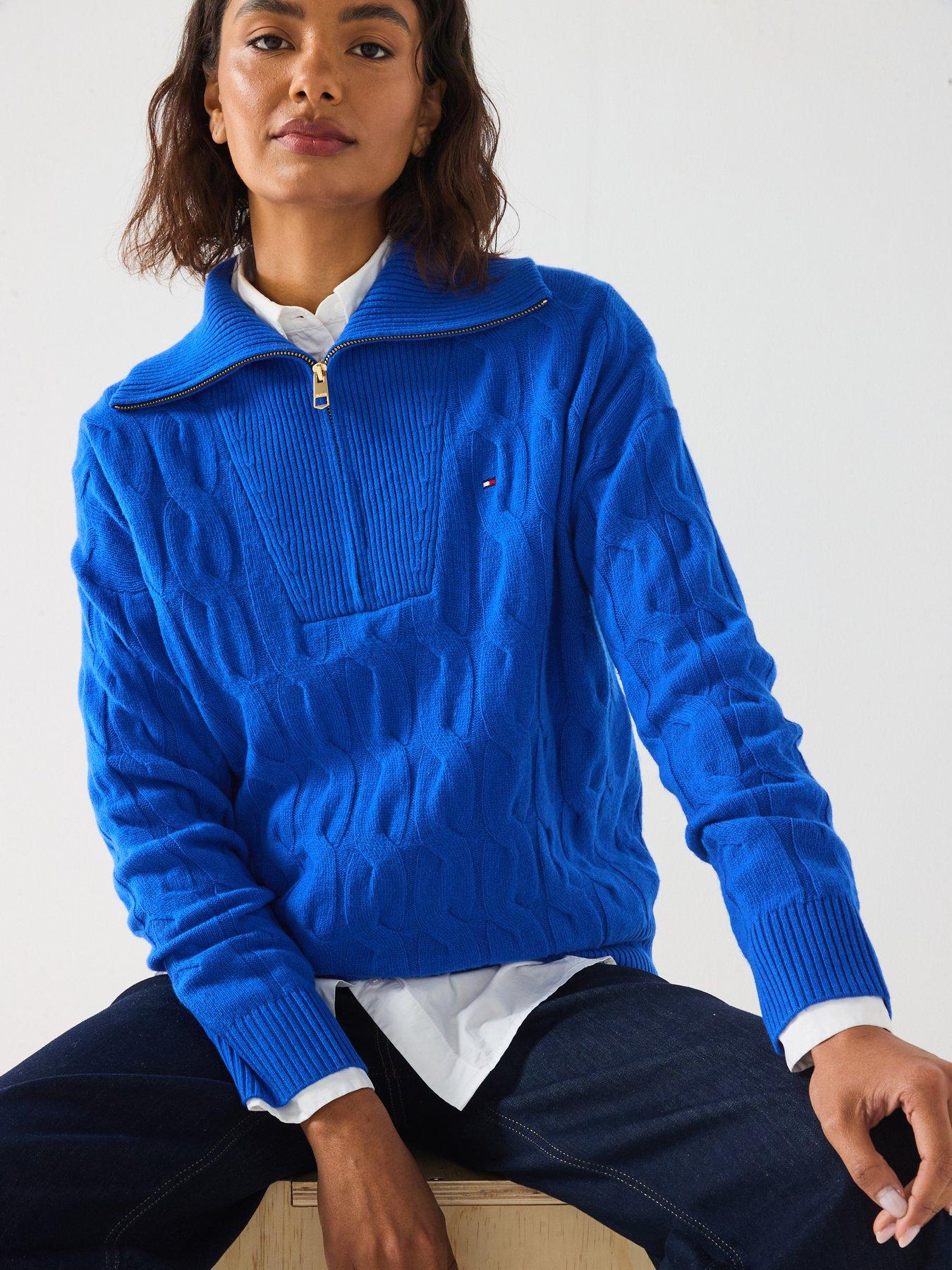 Tommy Hilfiger Wool Cable Half Zip Jumper - Black