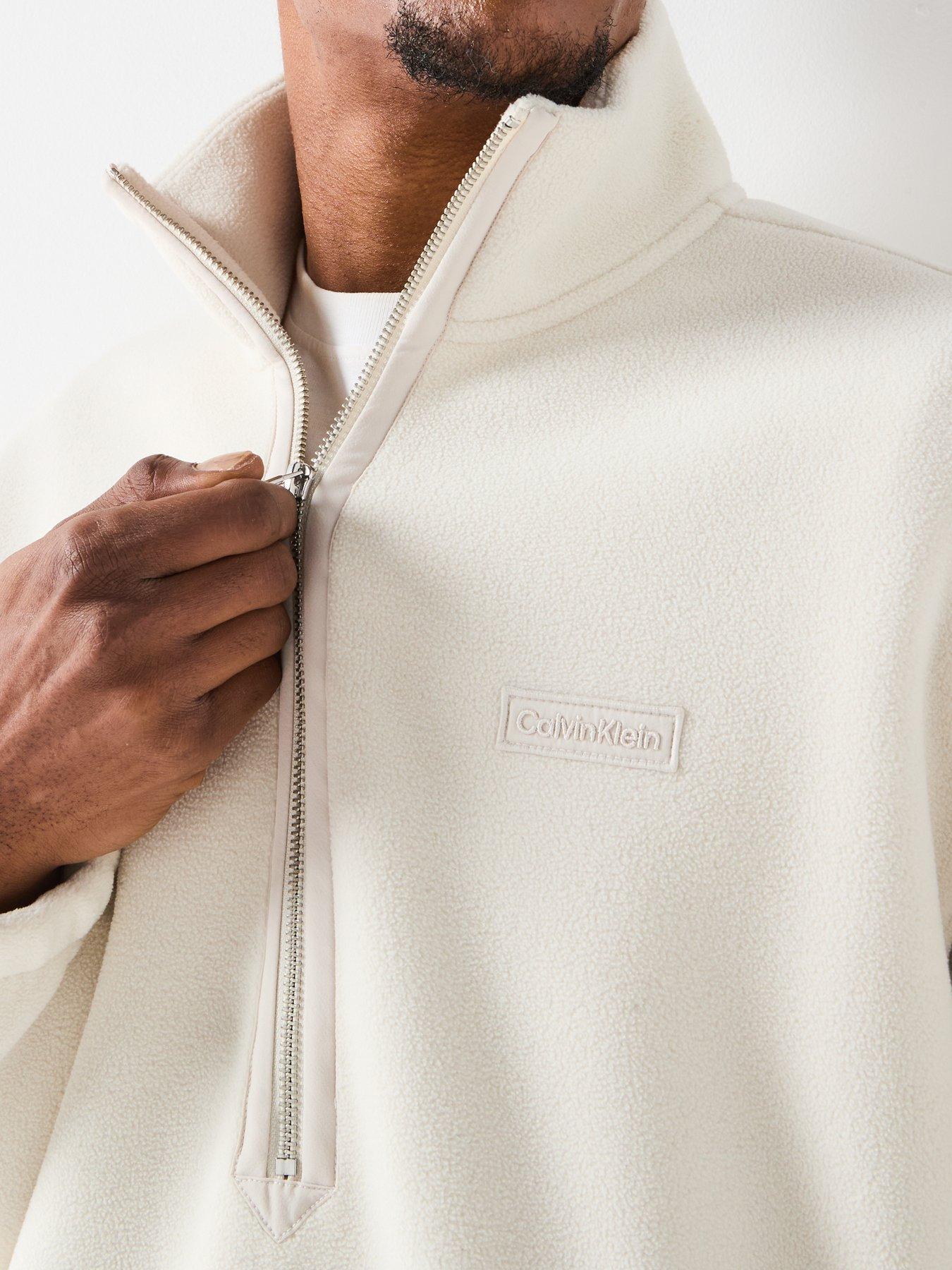 Calvin Klein Polar Fleece Rib Mock Neck 1/4 Zip Sweat - Cream | Very