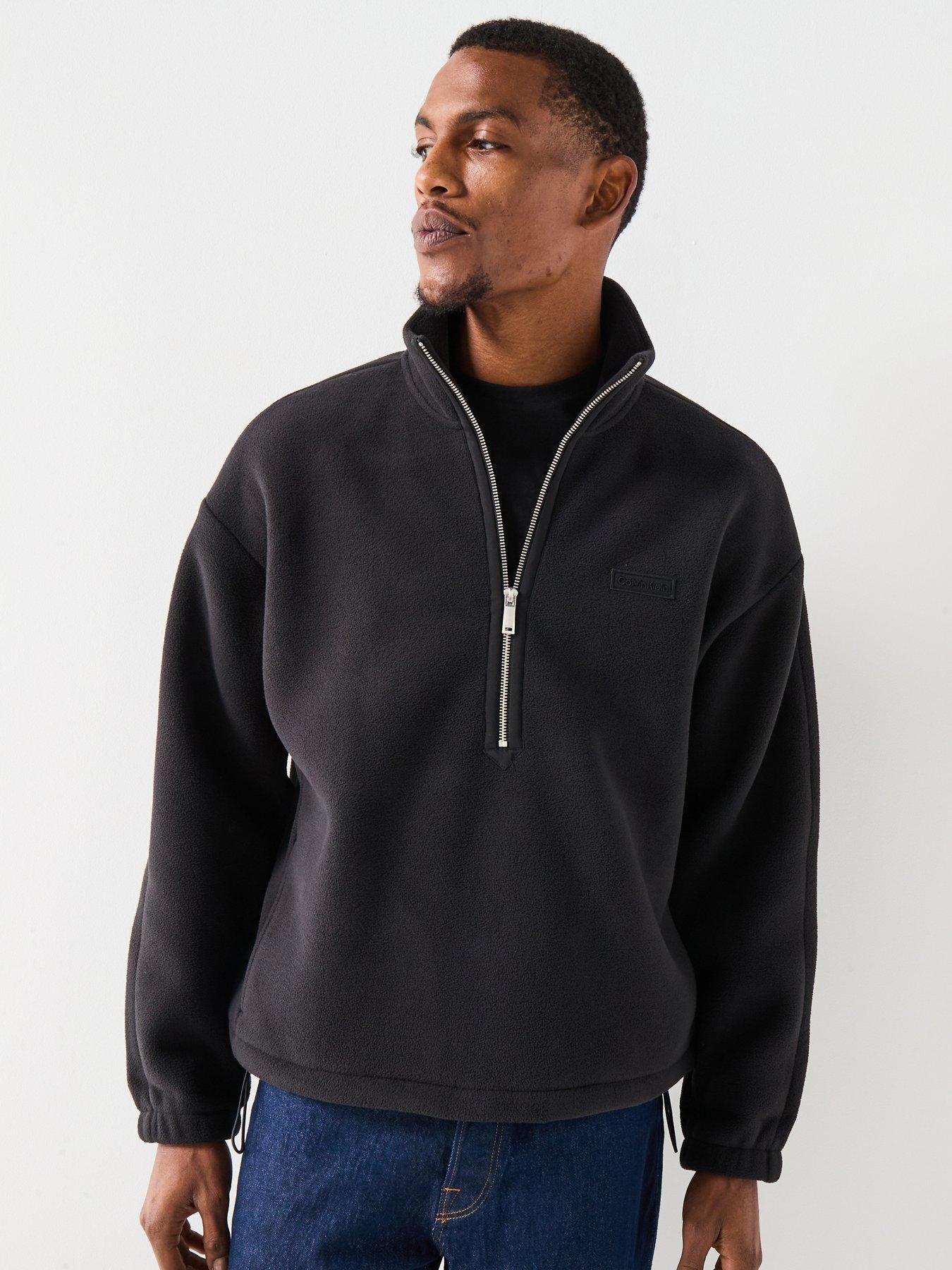 Calvin Klein Calvin Klein Polar Fleece Rib Mock Neck 1/4 Zip Sweat - Black