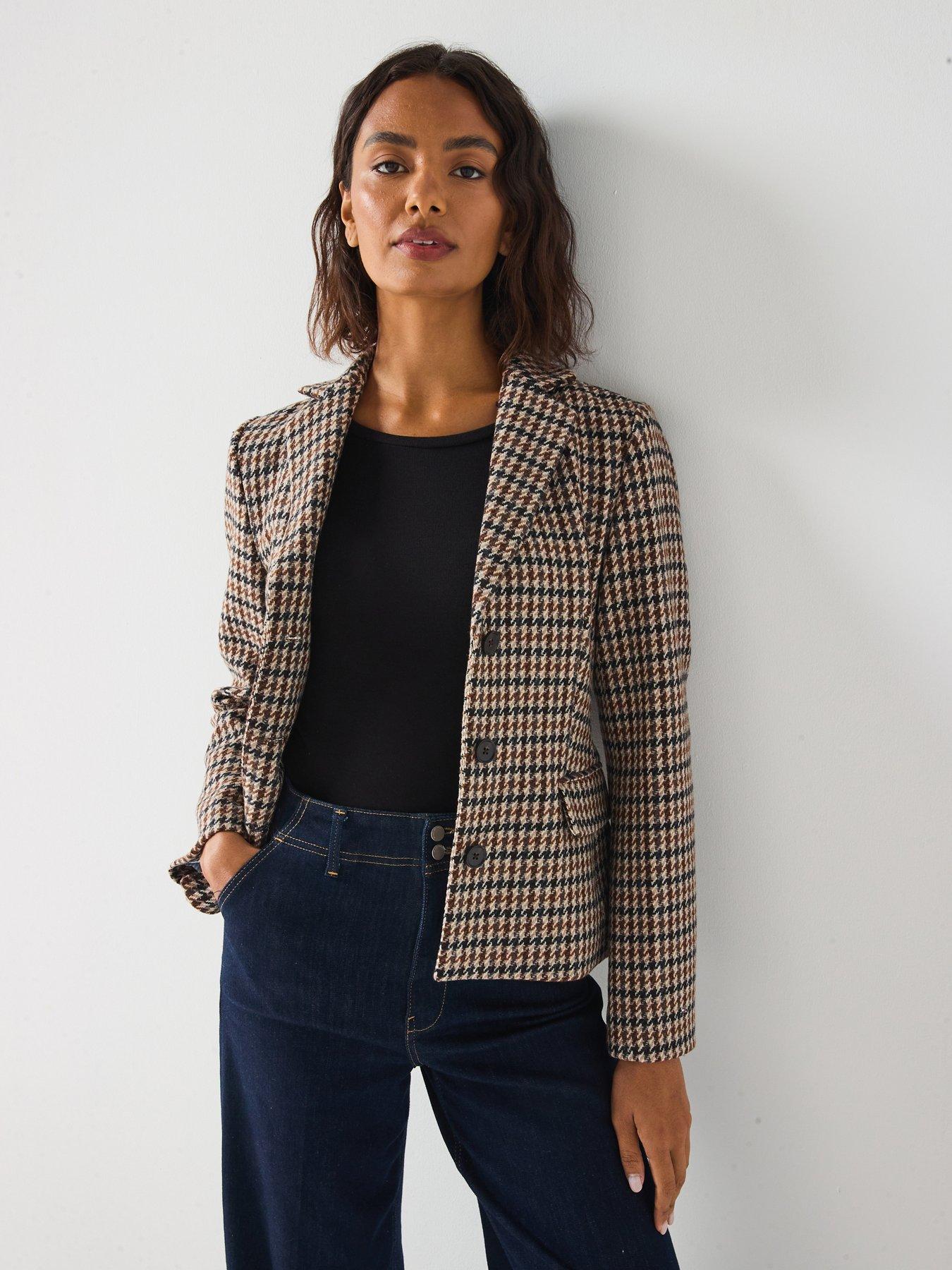 Image 1 of 6 of Tommy Hilfiger Heritage Check Tailored Blazer - Brown