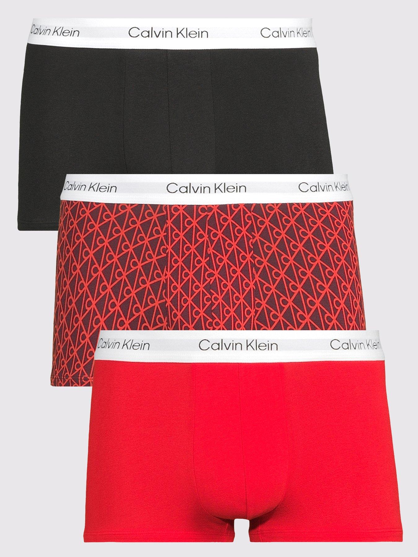 Calvin Klein Underwear 3 Packs Icon Cotton Stretch Low Rise Trunks - Red