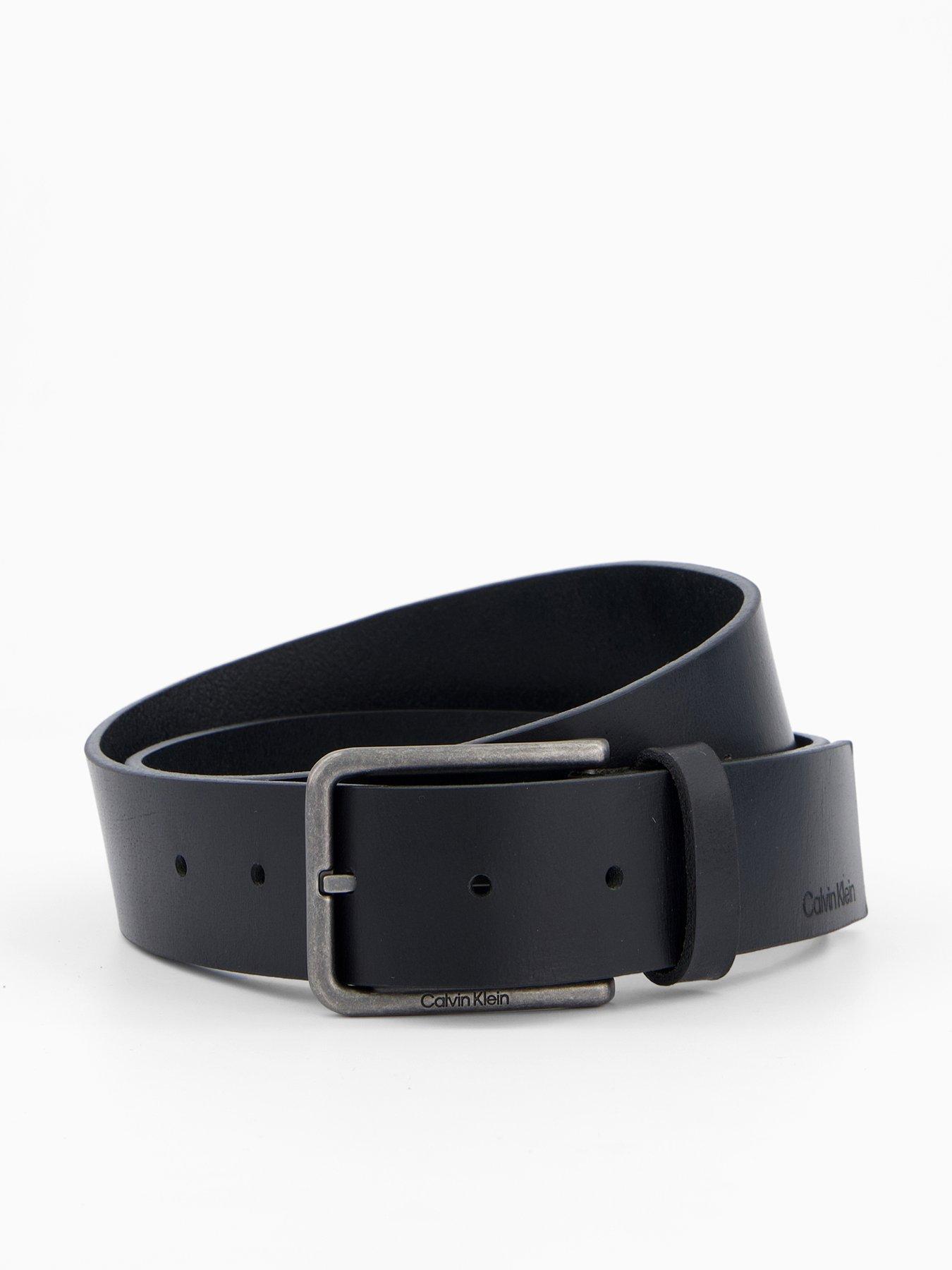Calvin Klein Warmth Buckle Leather Belt - Black