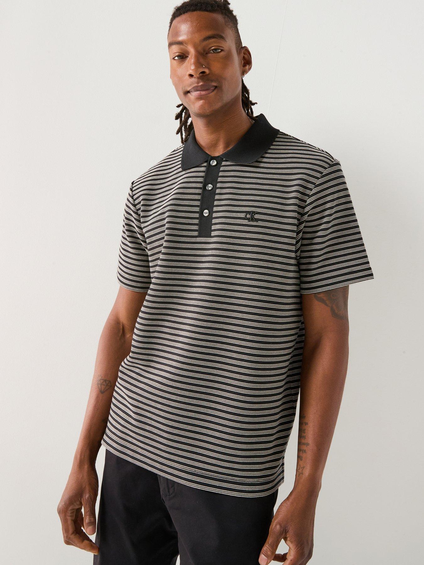 Calvin Klein Striped Ottoman Polo Shirt - Black