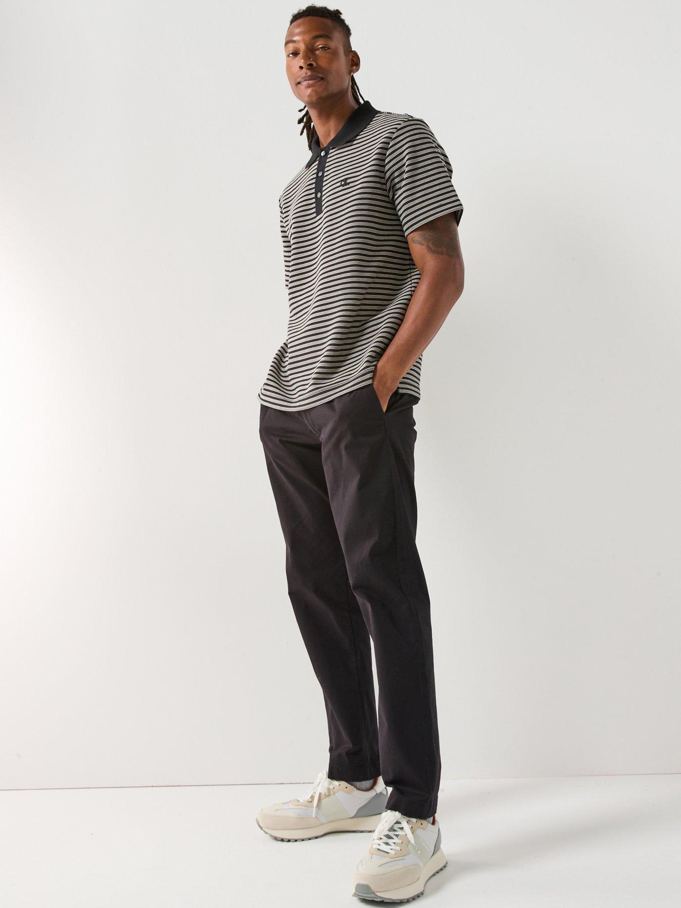 Image 3 of 5 of Calvin Klein Striped Ottoman Polo Shirt - Black