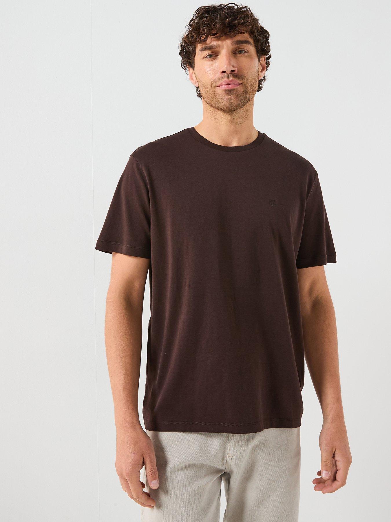 Calvin Klein Supima Chest Embroidered Logo T-Shirt - Brown
