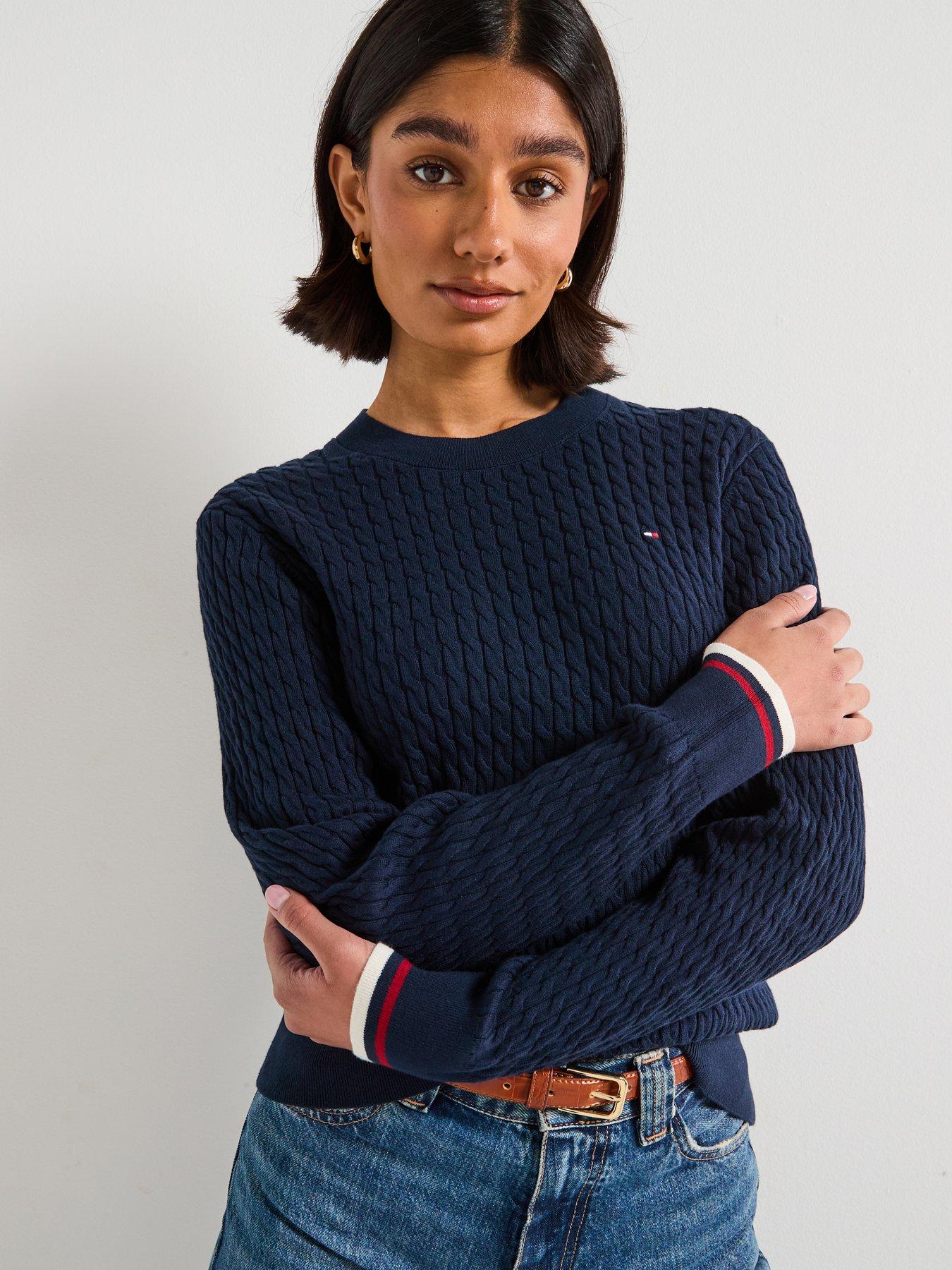 Tommy Hilfiger Cable Fine Knit Jumper - Blue