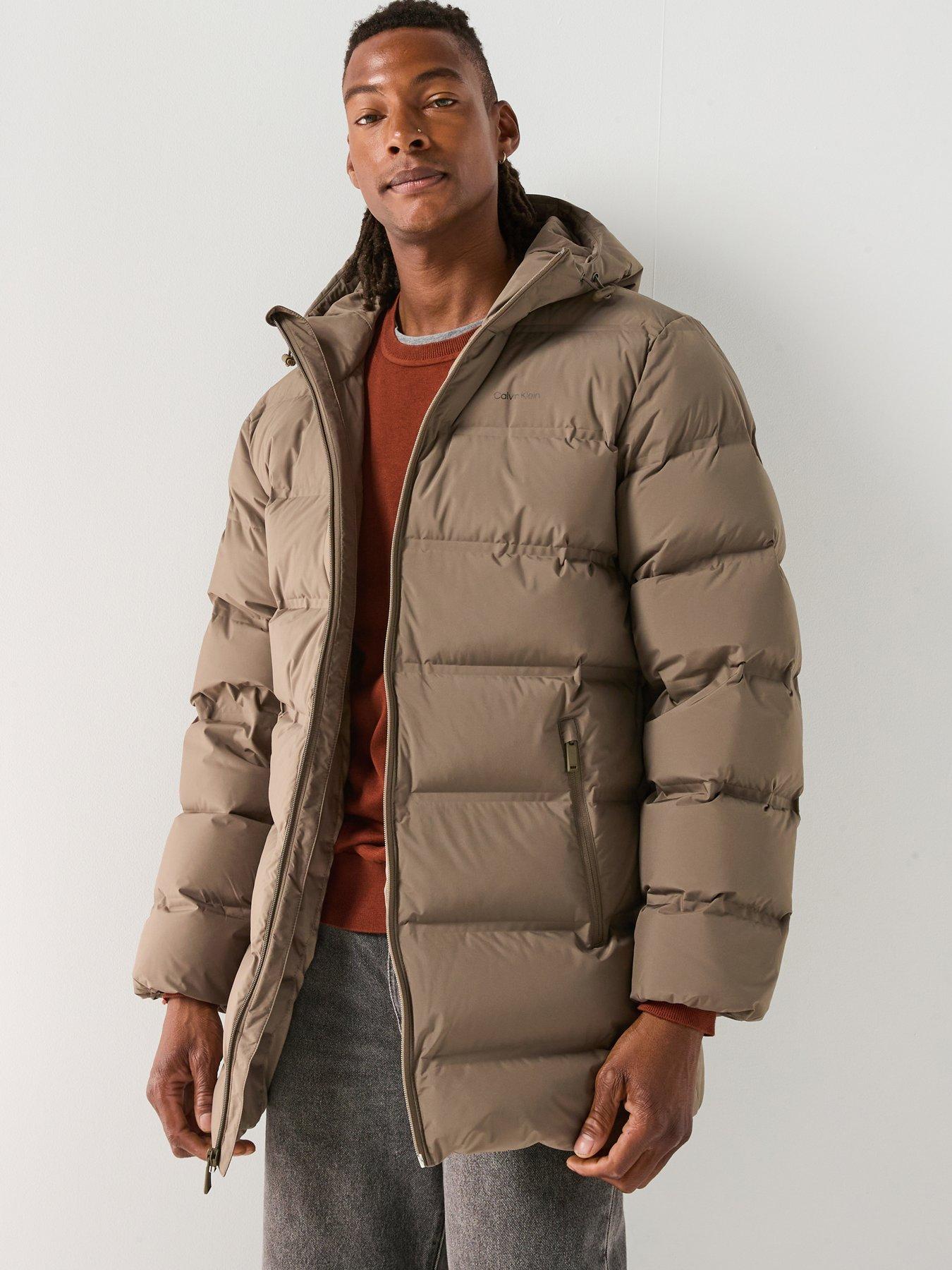 Calvin Klein Hooded Long Padded Coat - Brown