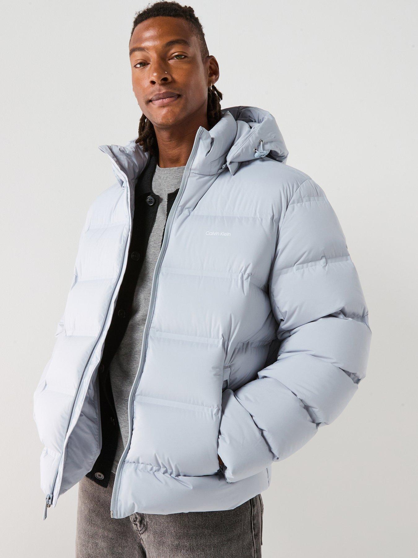 Calvin Klein Hooded Quilted Puffer Jacket - Light Grey