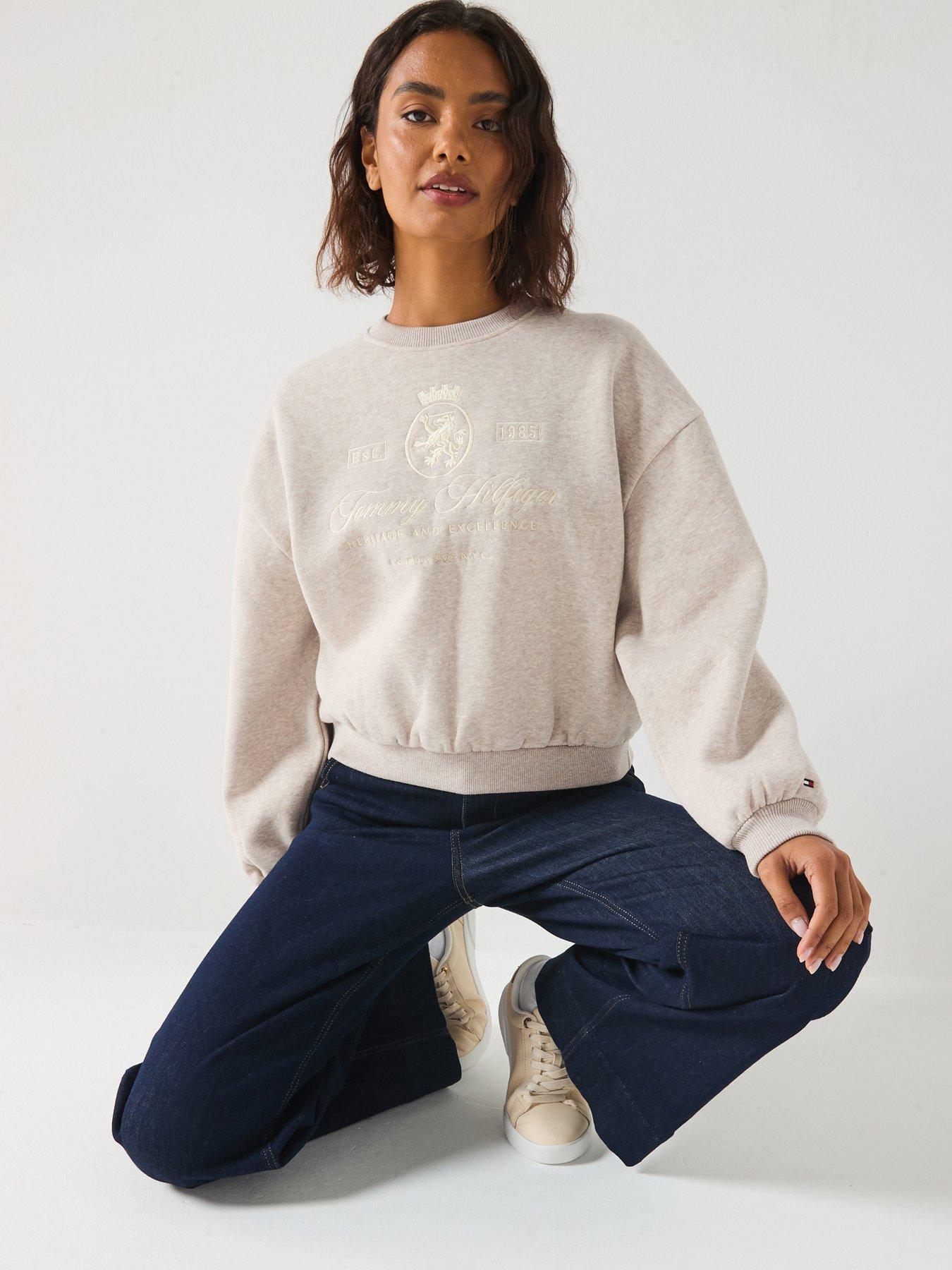 Tommy Hilfiger Varsity Crest Fleece Sweatshirt - Beige