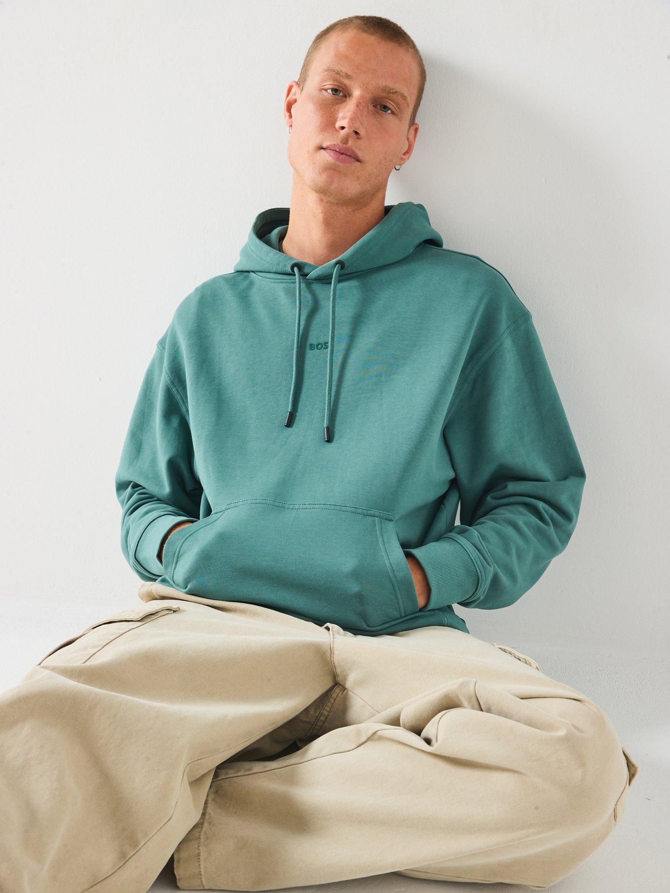 undefined Boss Wesmallhood Regular Fit Centre Logo Overhead Hoodie - Green