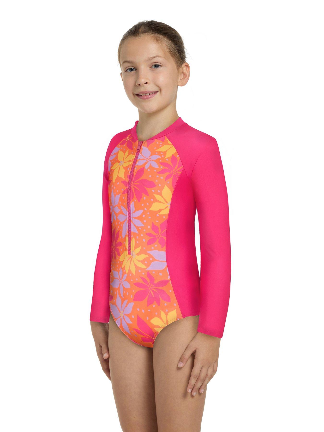 Zoggs Junior Girl's Waikiki Paddle Suit Swimsuit Pink Very