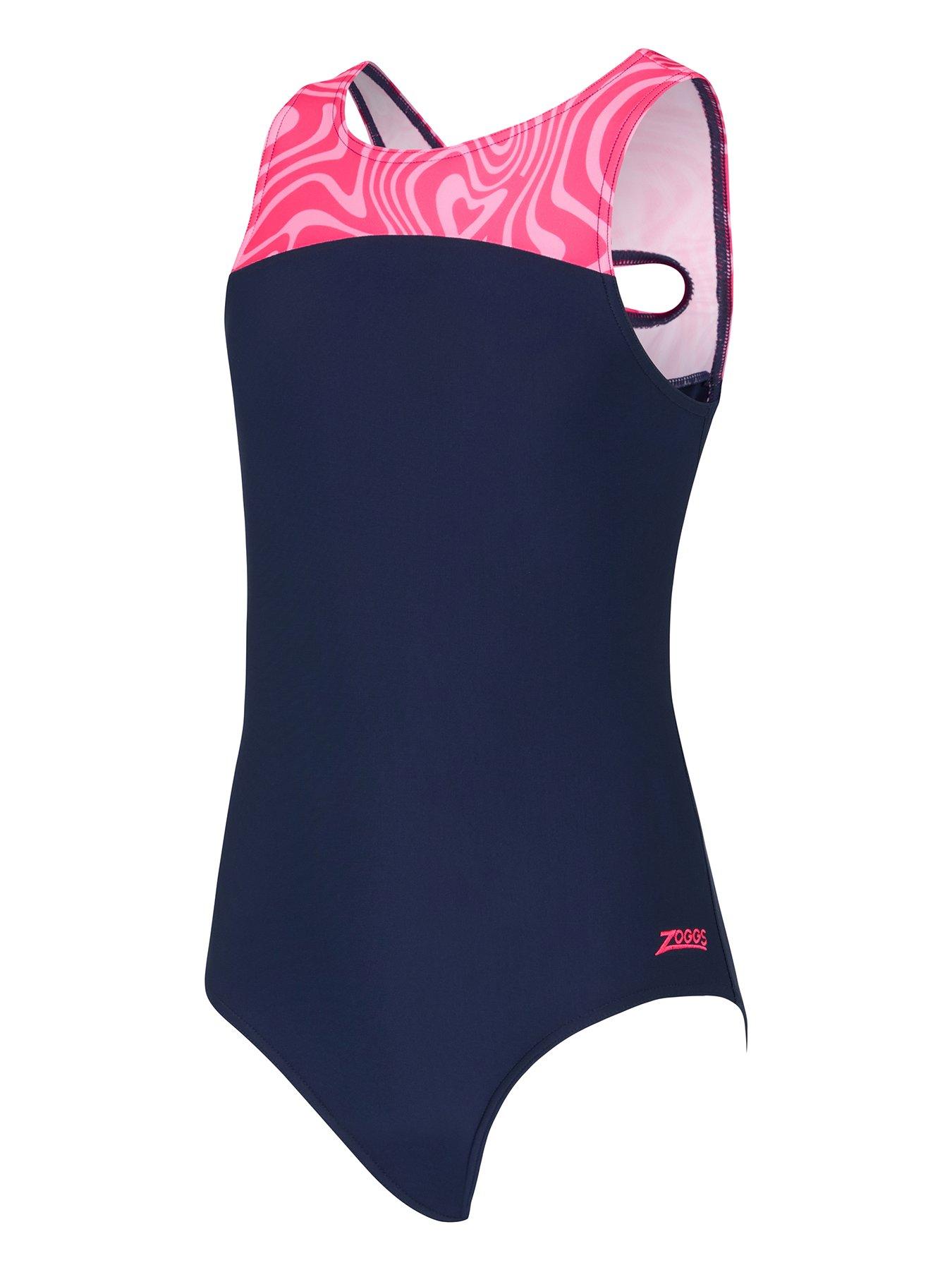 undefined Junior Girl's Fever Heart Infinity Back Swimsuit - Navy