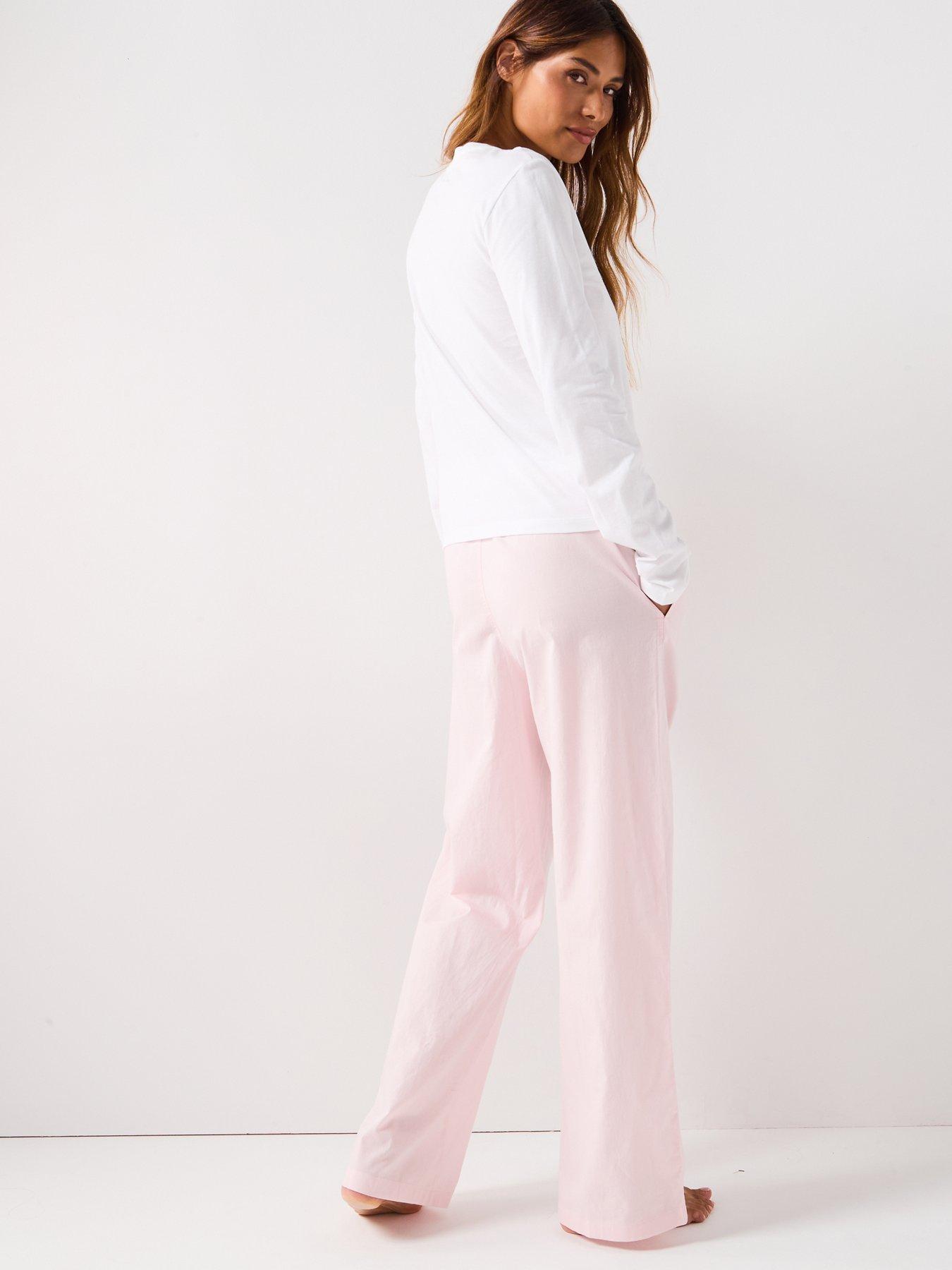 Image 2 of 5 of Calvin Klein Long Sleeve T-shirt &amp; Pyjama Pant Set - White