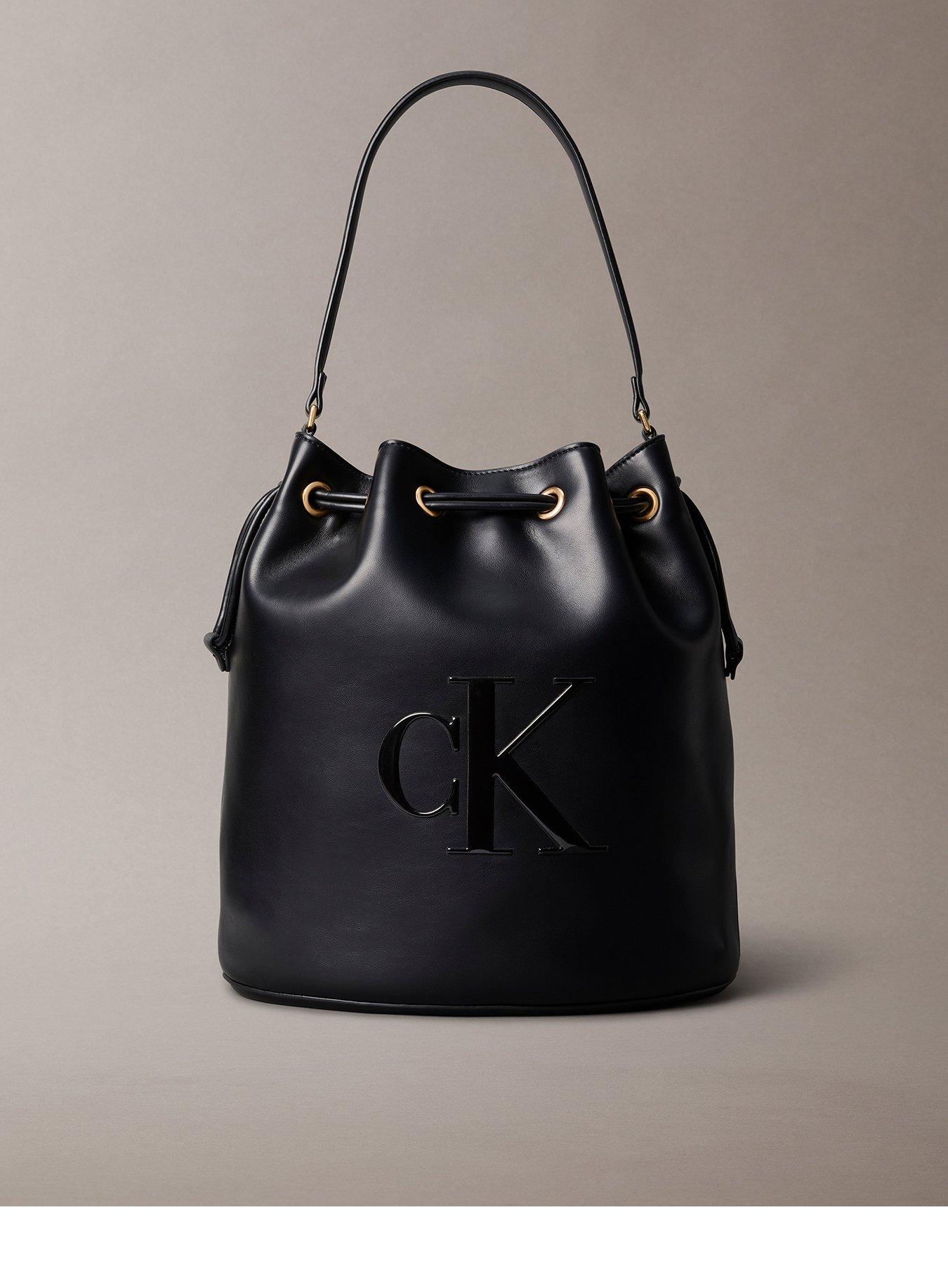 Calvin Klein Raised Ck Logo Large Bucket Bag - Black
