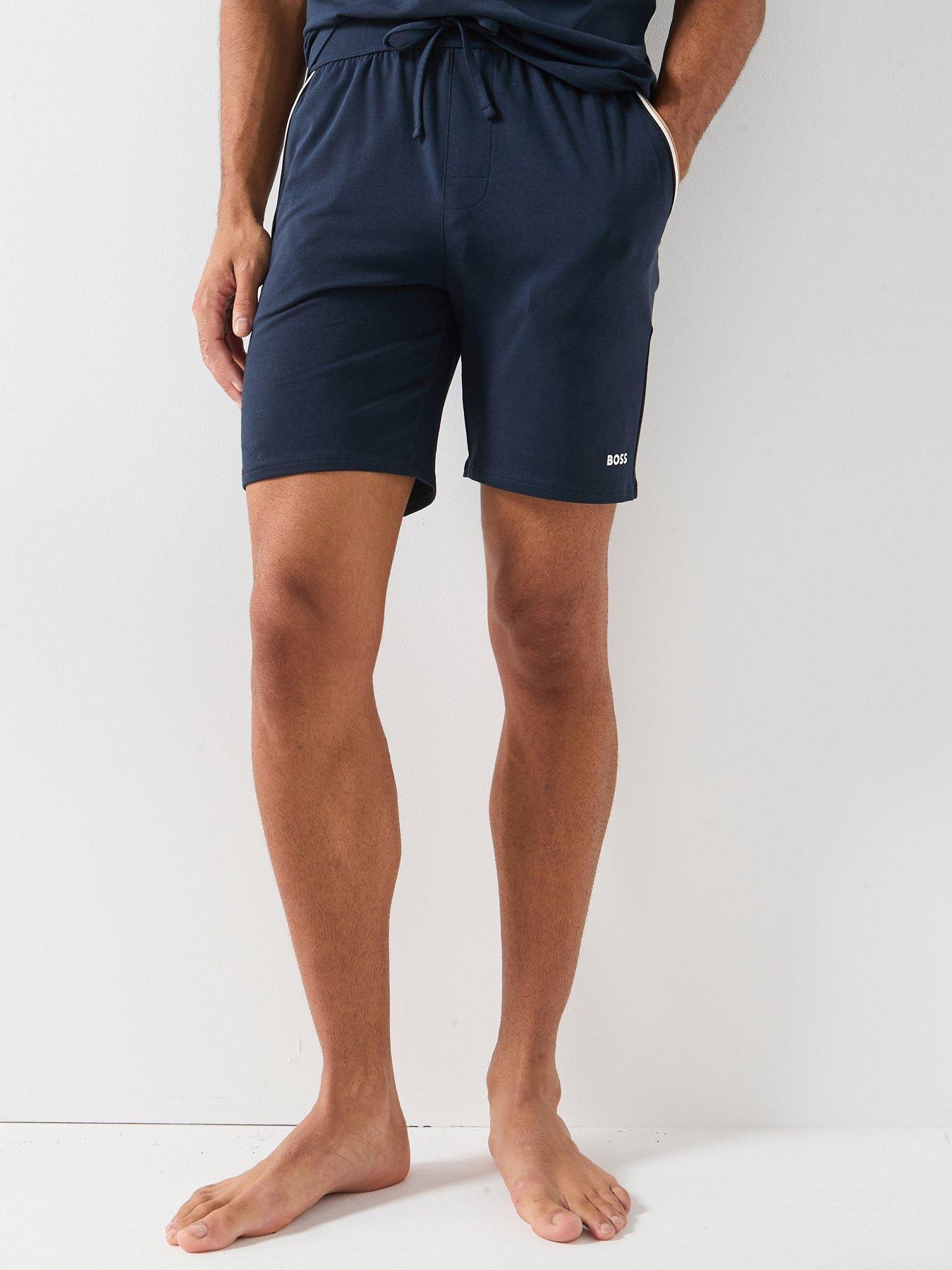 BOSS Unique Global Stripe Taped Loungewear Shorts, Navy, Size S, Men