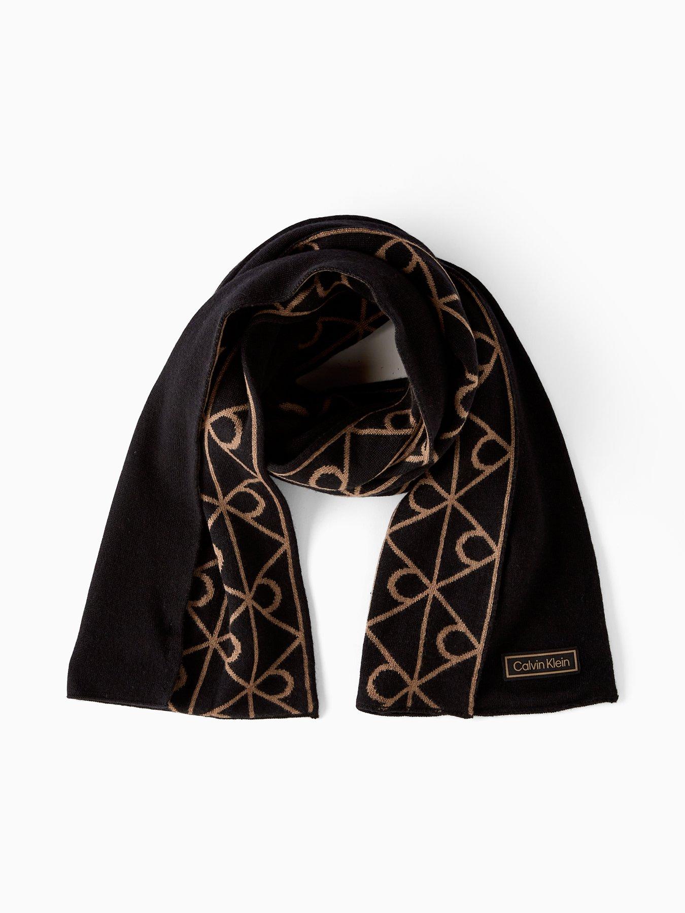 Calvin Klein Embellished Reversible Wool Scarf - Black