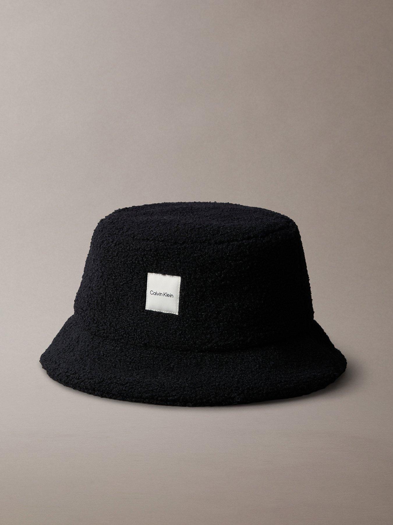 Image 1 of 3 of Calvin Klein Teddy Boucle Ck Patch Bucket Hat - Black