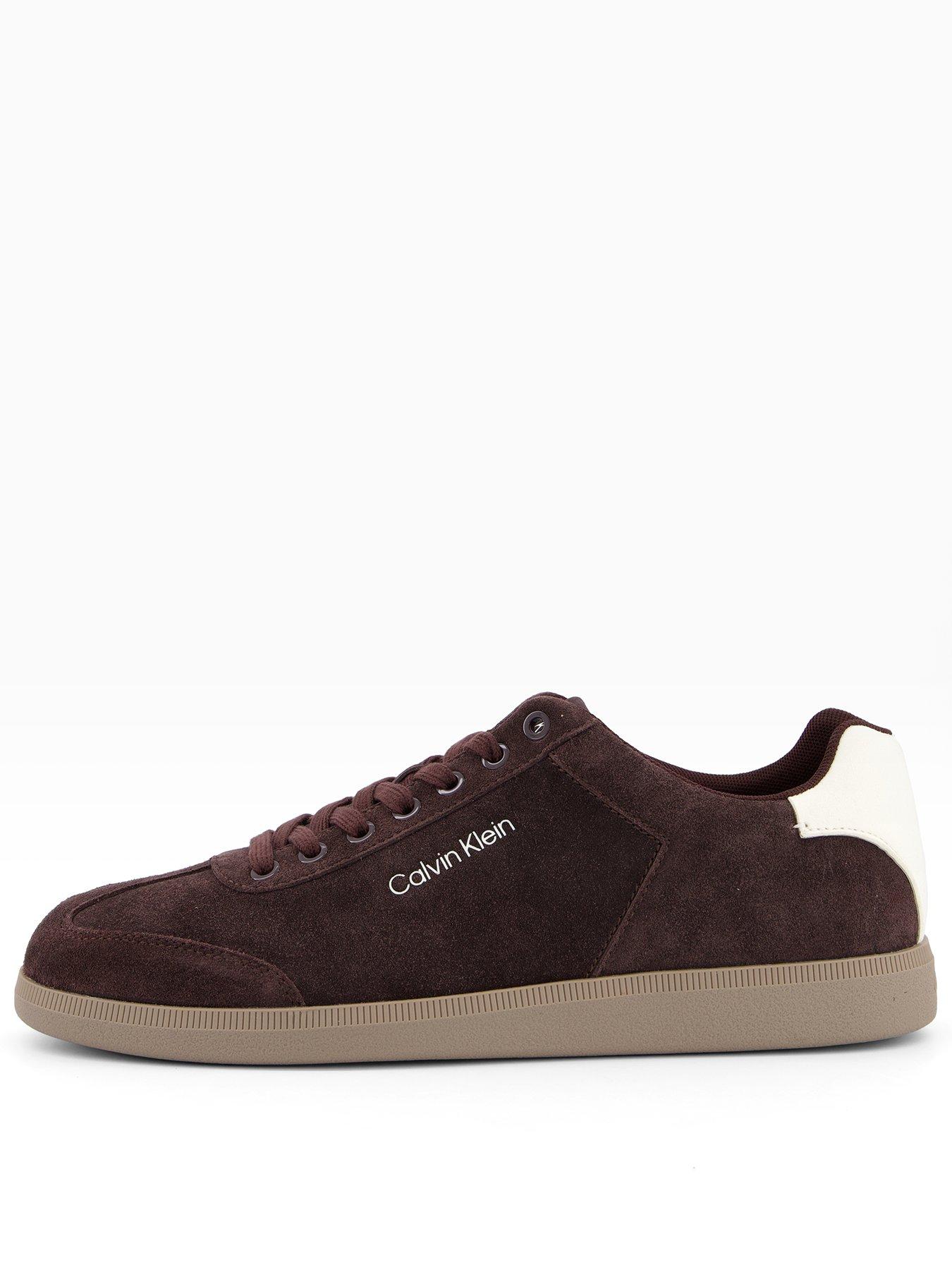Calvin Klein Low Cupsole Laceup Suede Trainers - Brown