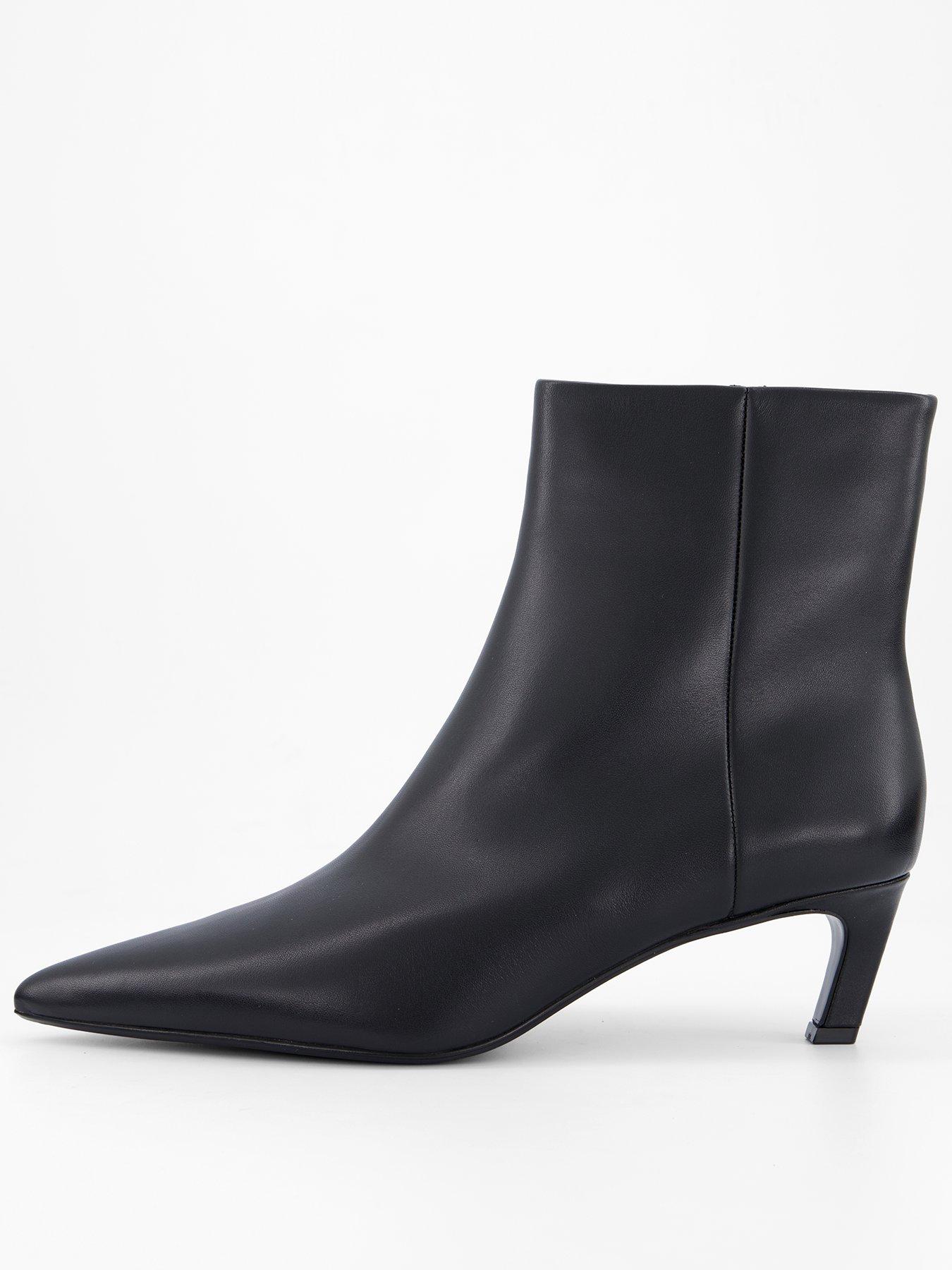 Calvin Klein Ankle Boot With Kitten Heel - Black