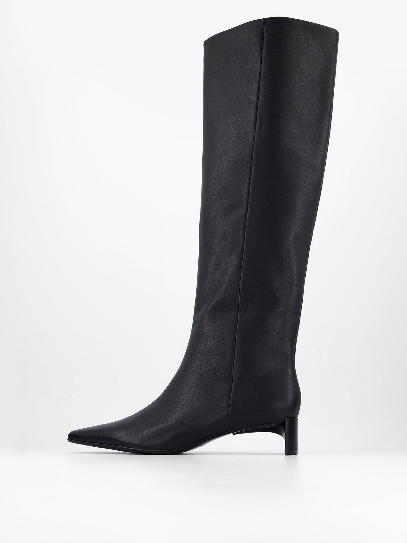 Calvin Klein Set Back Knee-High Boot With Kitten Heel - Black
