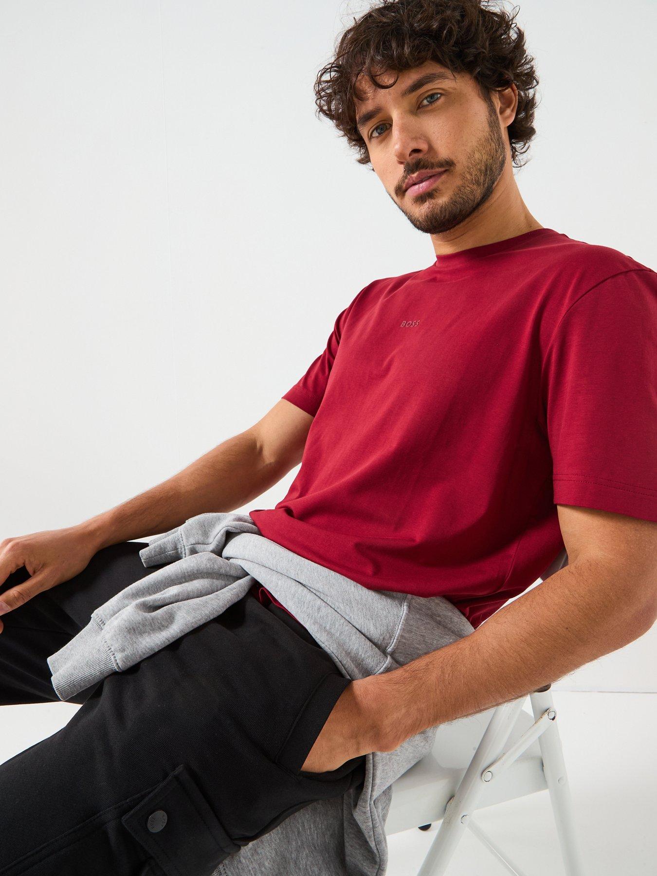 BOSS: Tchup Relaxed Fit Centre Logo T-Shirt - Dark Red